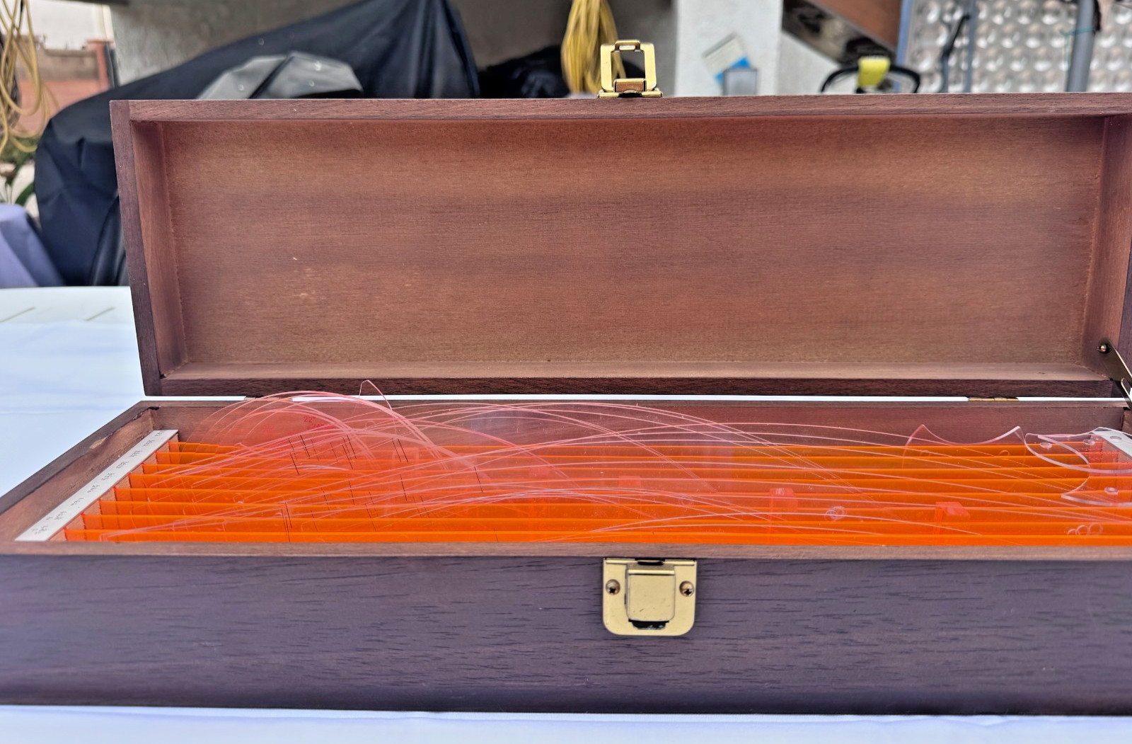 Vintage 28 piece Acrylic Curve Set Highway & Railroad Drafting, Wooden Box Vintage 28 piece Acrylic Curve Set Highway & Railroad Drafting, Wooden Box
