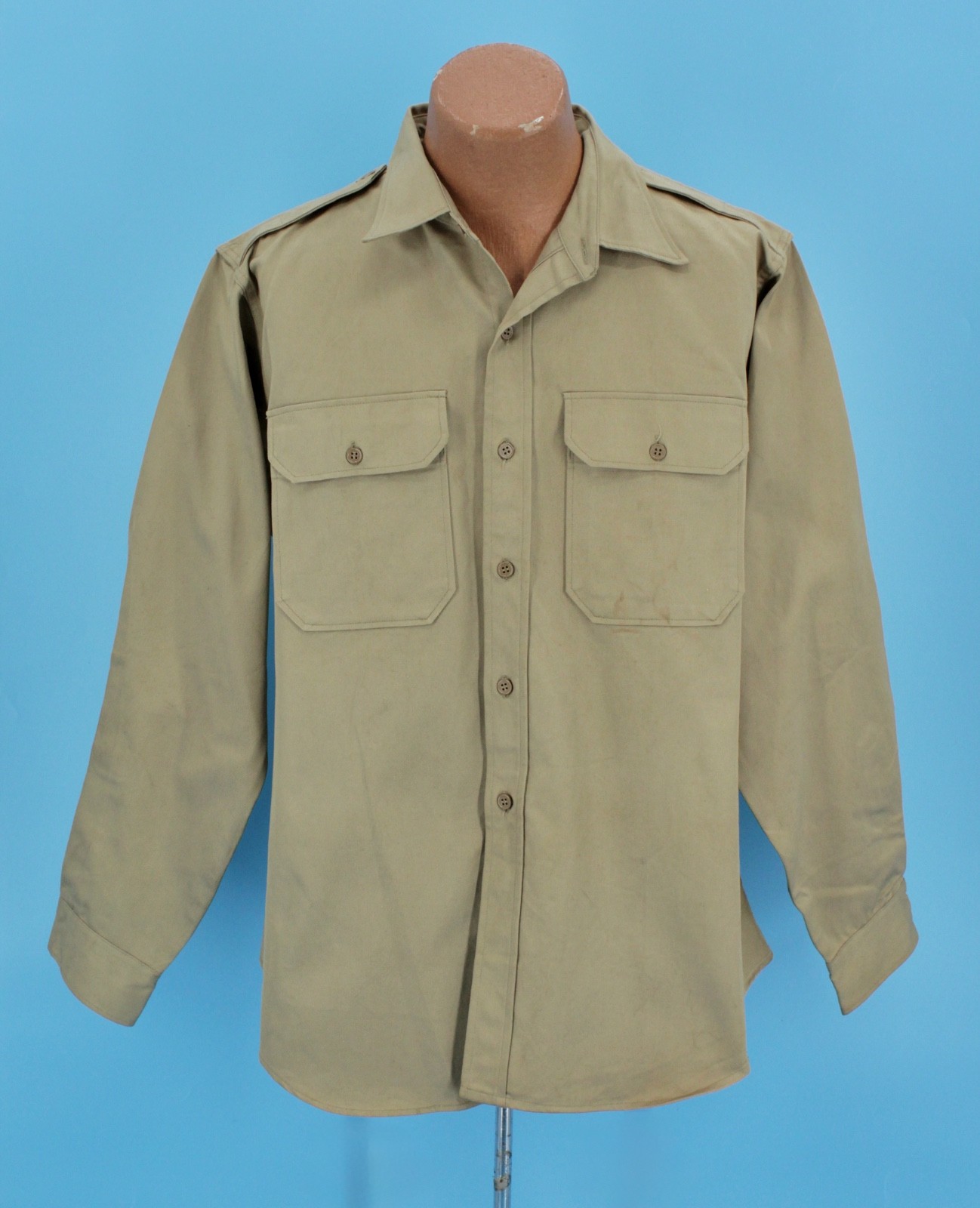 VTG 1950s NOS 1958 US Army Khaki Uniform Shirt Sz 17 x 35 50s VTG 1950s NOS 1958 US Army Khaki Uniform Shirt Sz 17 x 35 50s