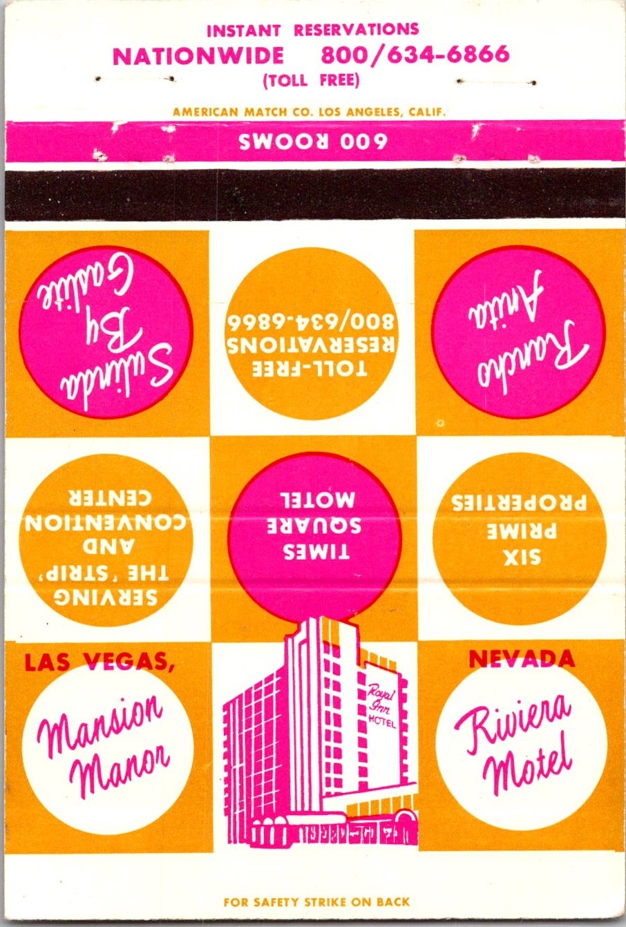 Times Square Motel Las Vegas NV Hotel Vintage Large Matchbook Cover 4ML2-9 Times Square Motel Las Vegas NV Hotel Vintage Large Matchbook Cover 4ML2-9