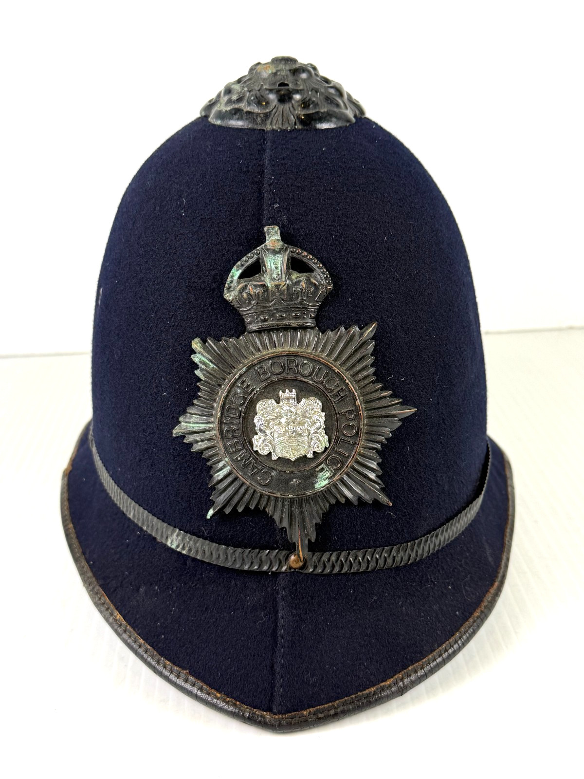 Vintage Cambridge Borough Police British Bobby Hat Helmet Green Liner 50s 60s Vintage Cambridge Borough Police British Bobby Hat Helmet Green Liner 50s 60s