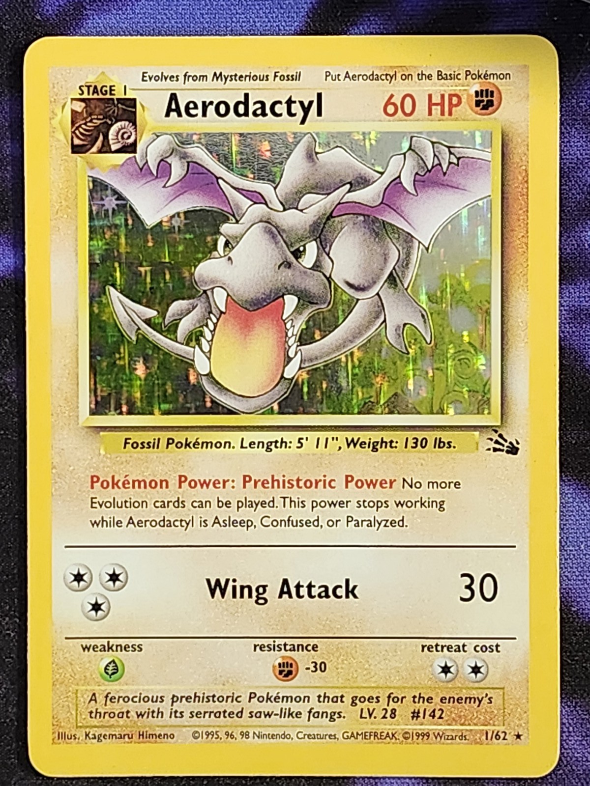 Pokemon Aerodactyl Holo 1/62 (LP) Unlimited Fossil FO Pokemon Aerodactyl Holo 1/62 (LP) Unlimited Fossil FO