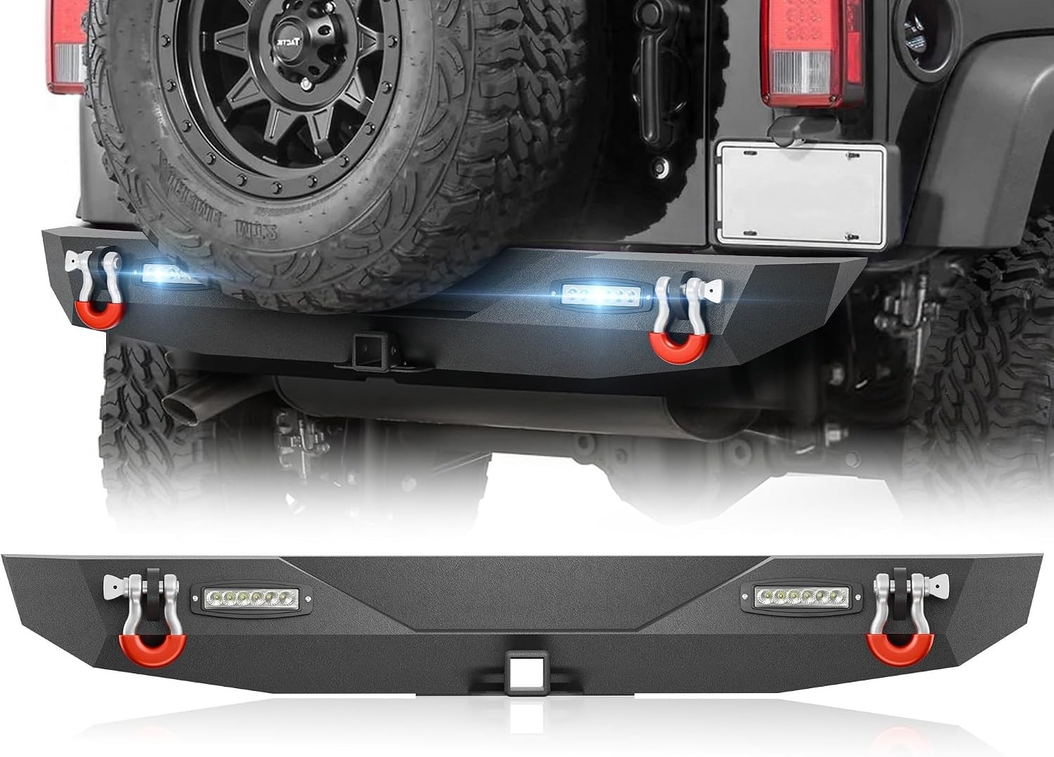 Rear Bumper Compatible with Jeep JK JKU 2/4 doors 2007-2018 Fits Unlimited 2/4 Rear Bumper Compatible with Jeep JK JKU 2/4 doors 2007-2018 Fits Unlimited 2/4