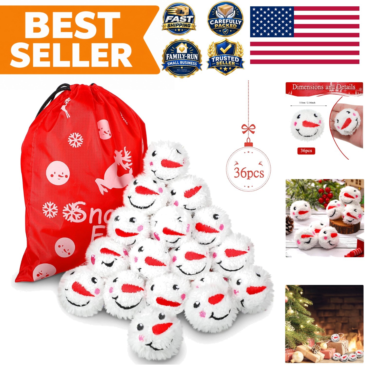 Soft Plush Snowman Snowballs Set - 36 Pcs for Indoor and Outdoor Christmas Joy Soft Plush Snowman Snowballs Set - 36 Pcs for Indoor and Outdoor Christmas Joy