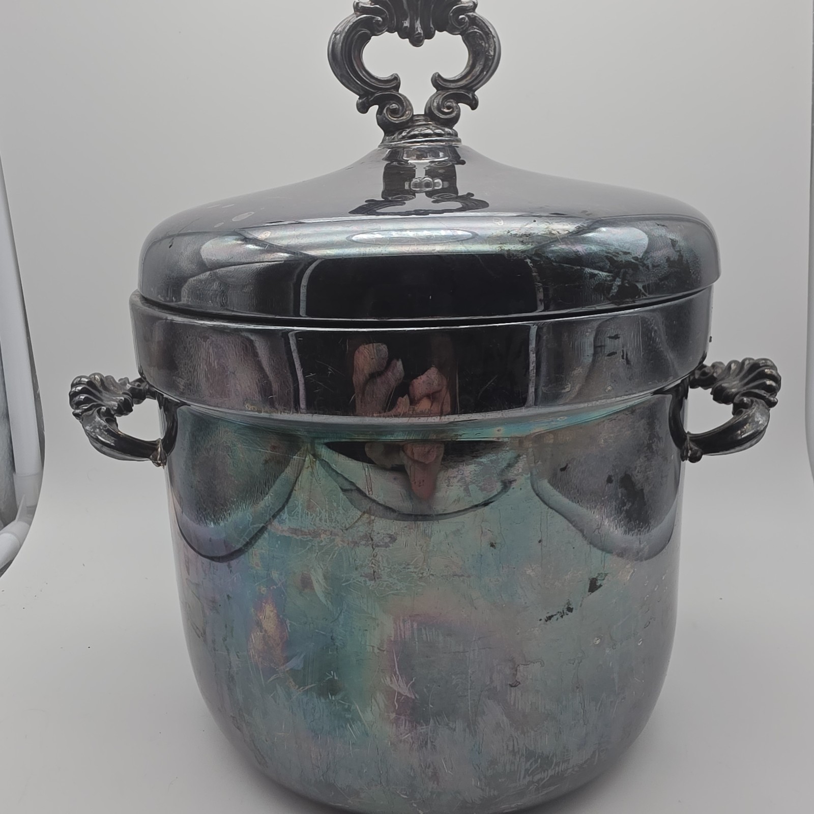 Vtg FB Rogers Silver Plate Ice Bucket Lidded Champagne Wine Chiller 10\ Vtg FB Rogers Silver Plate Ice Bucket Lidded Champagne Wine Chiller 10\