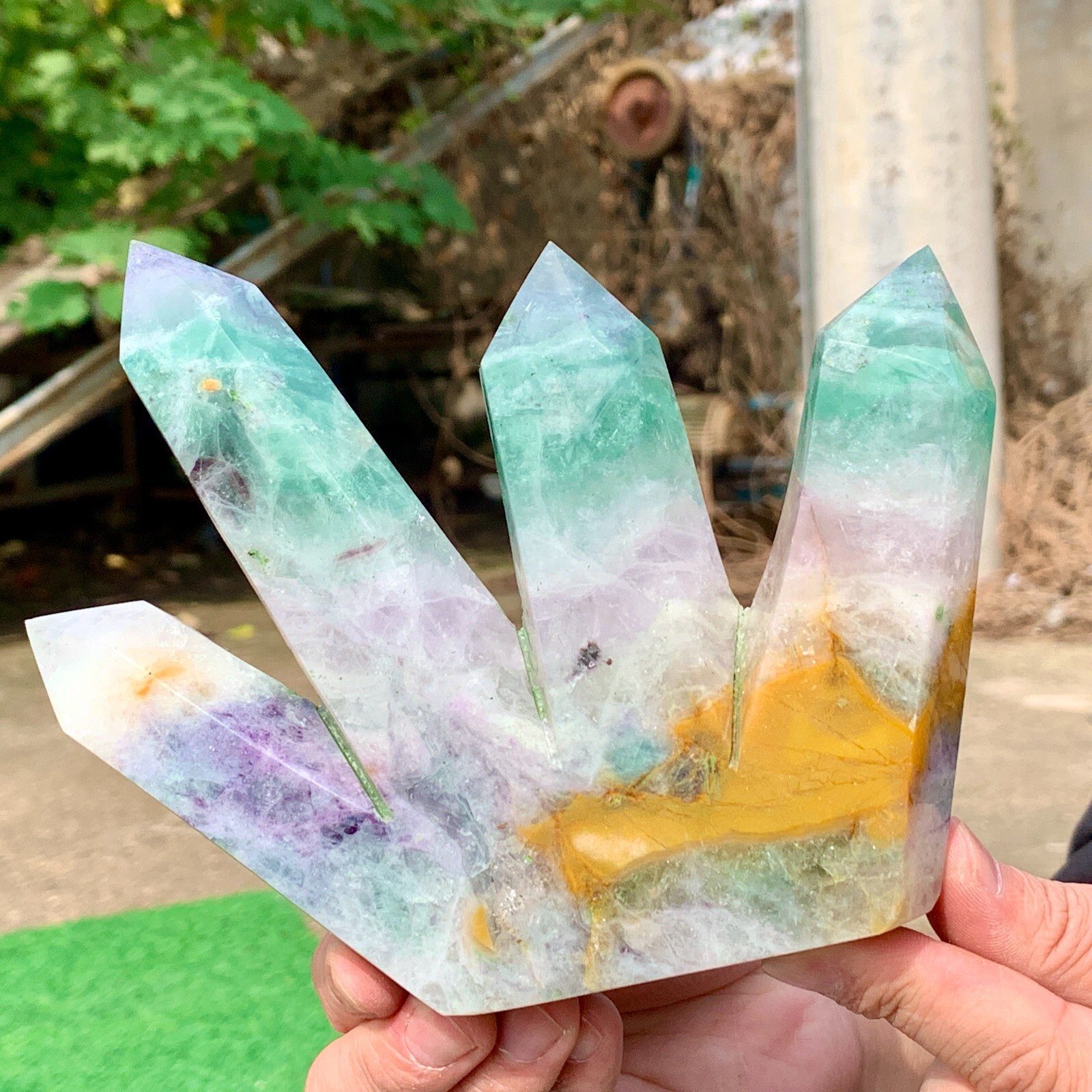 2.13LB Natural colour Fluorite Crystal obelisk crystal wand healing