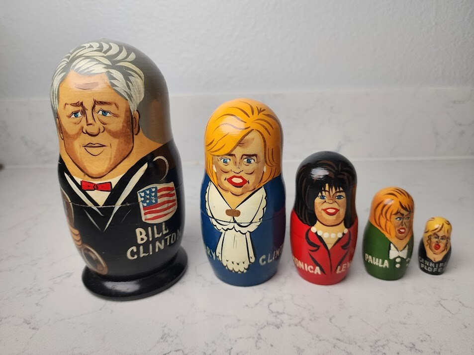 Controversial Bill Clinton Russian Nesting Doll Set 5 Characters