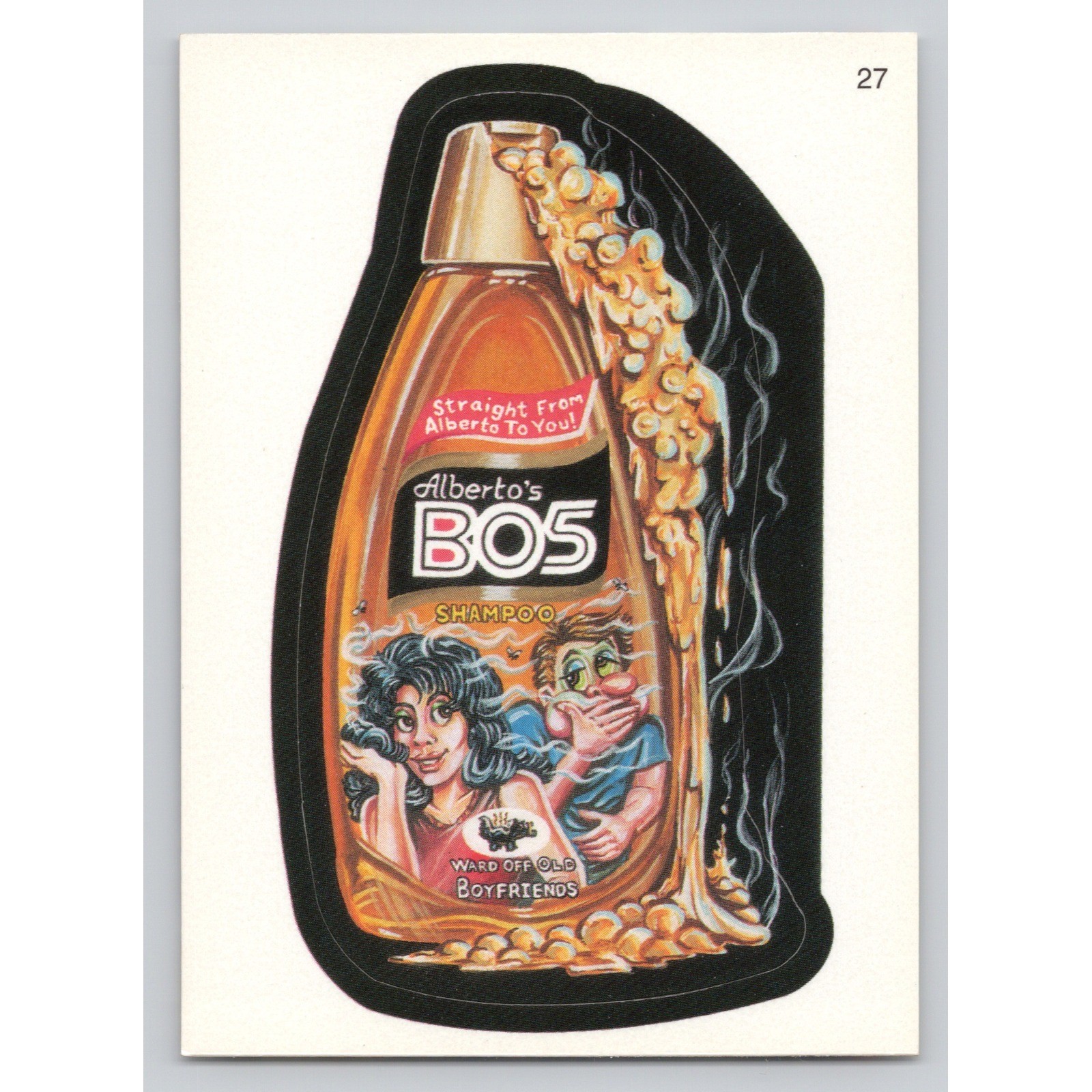 2005 Wacky Packages Series 1 Card 27 Alberto\'s BO5 Shampoo Sticker Trading Card 2005 Wacky Packages Series 1 Card 27 Alberto\'s BO5 Shampoo Sticker Trading Card