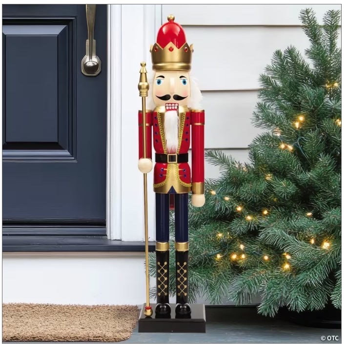 3 Ft. Large Classic Red Wood Holiday Nutcracker with Scepter