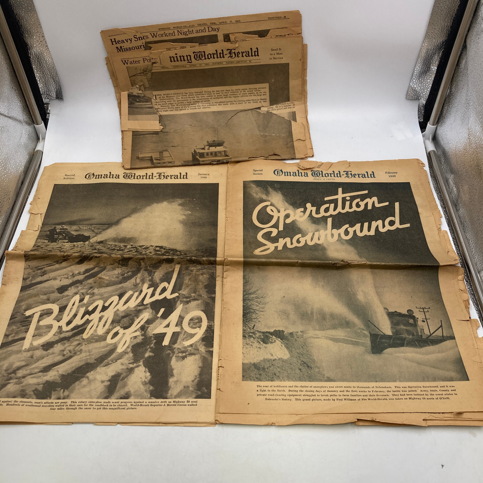 RARE Vintage Jan Feb 1949 BLIZZARD OF '49 Omaha World Herald Newspaper NEBRASKA