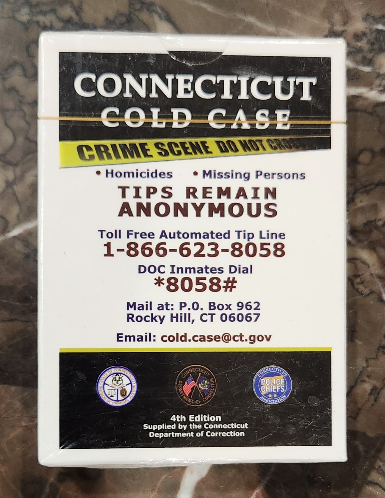 Connecticut Cold Case Playing Cards 4th Edition Unsolved CT Poker - BRAND NEW