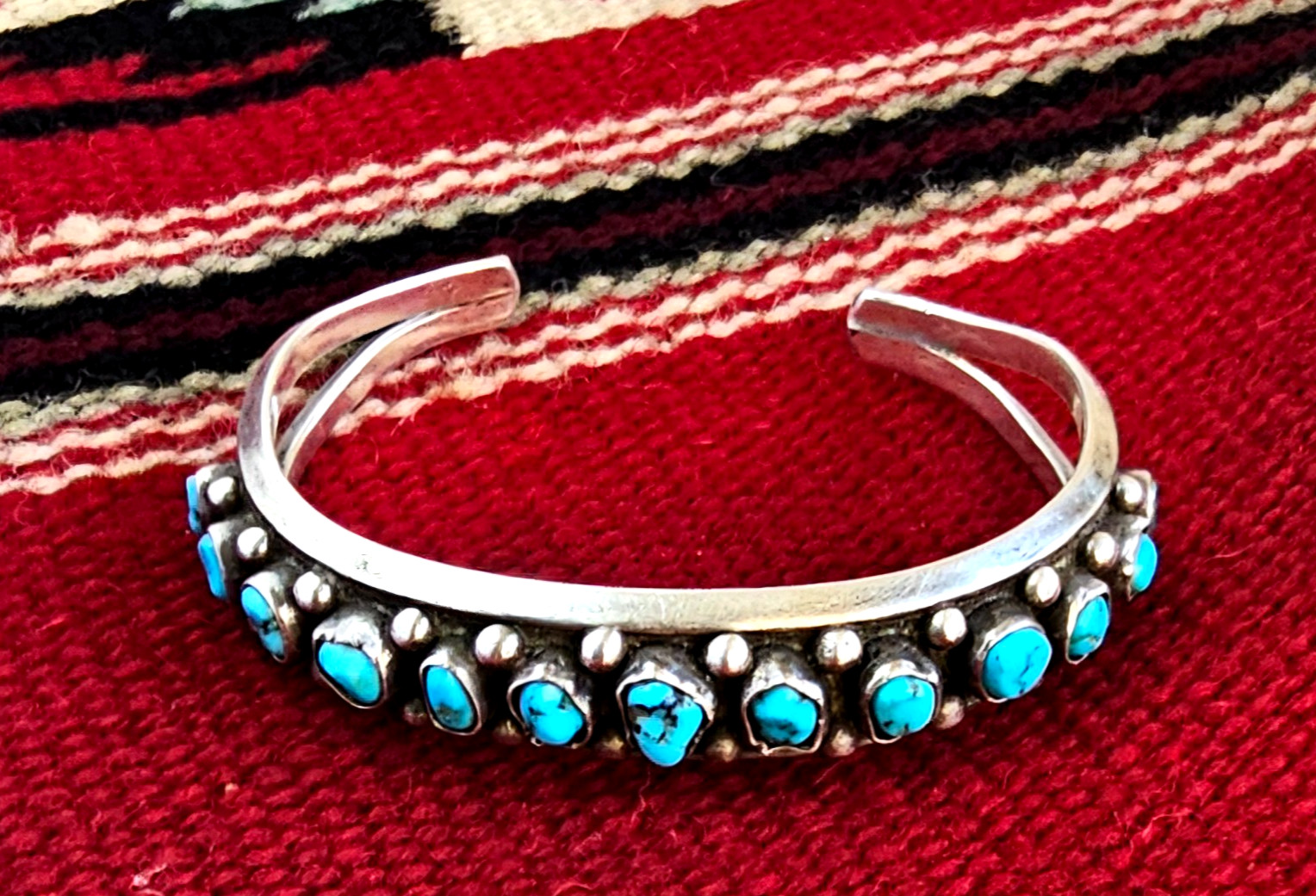 Vintage Native American Sterling Silver Turquoise Cuff Bracelet Navajo Signed RA Vintage Native American Sterling Silver Turquoise Cuff Bracelet Navajo Signed RA