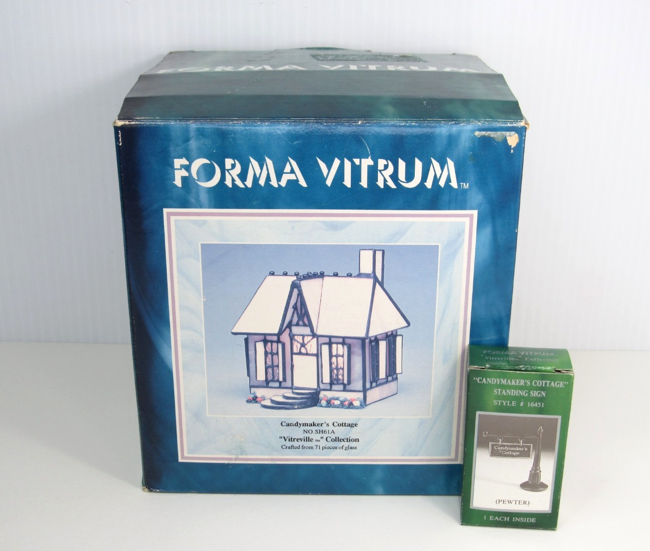 RARE Vtg FORMA VITRUM CandyMakers Cottage Vitreville Stained Glass Bill Job 8203