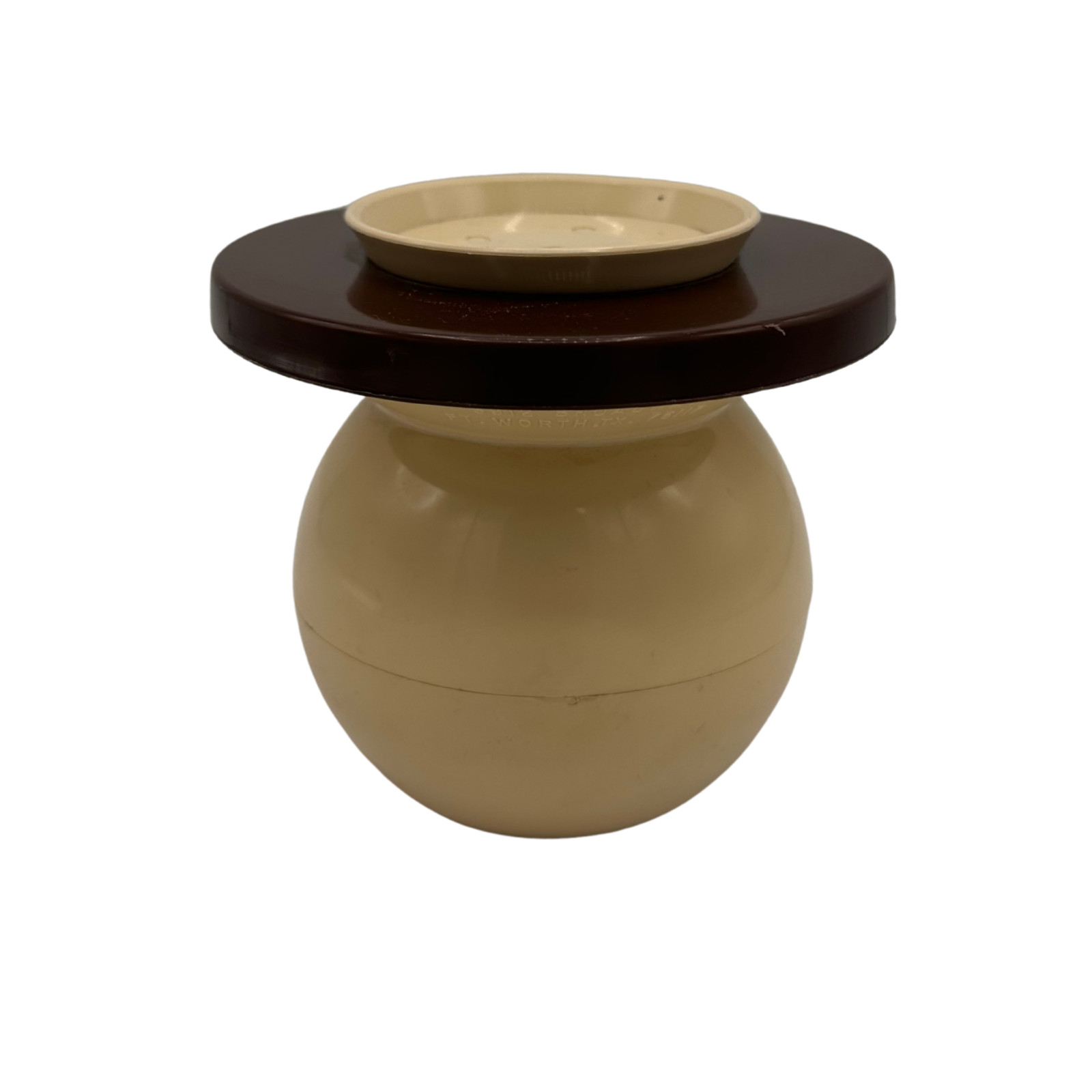 Vintage Spittoon Cream Brown Two-Piece Plastic Retro Tobacco Accessory Vintage Spittoon Cream Brown Two-Piece Plastic Retro Tobacco Accessory