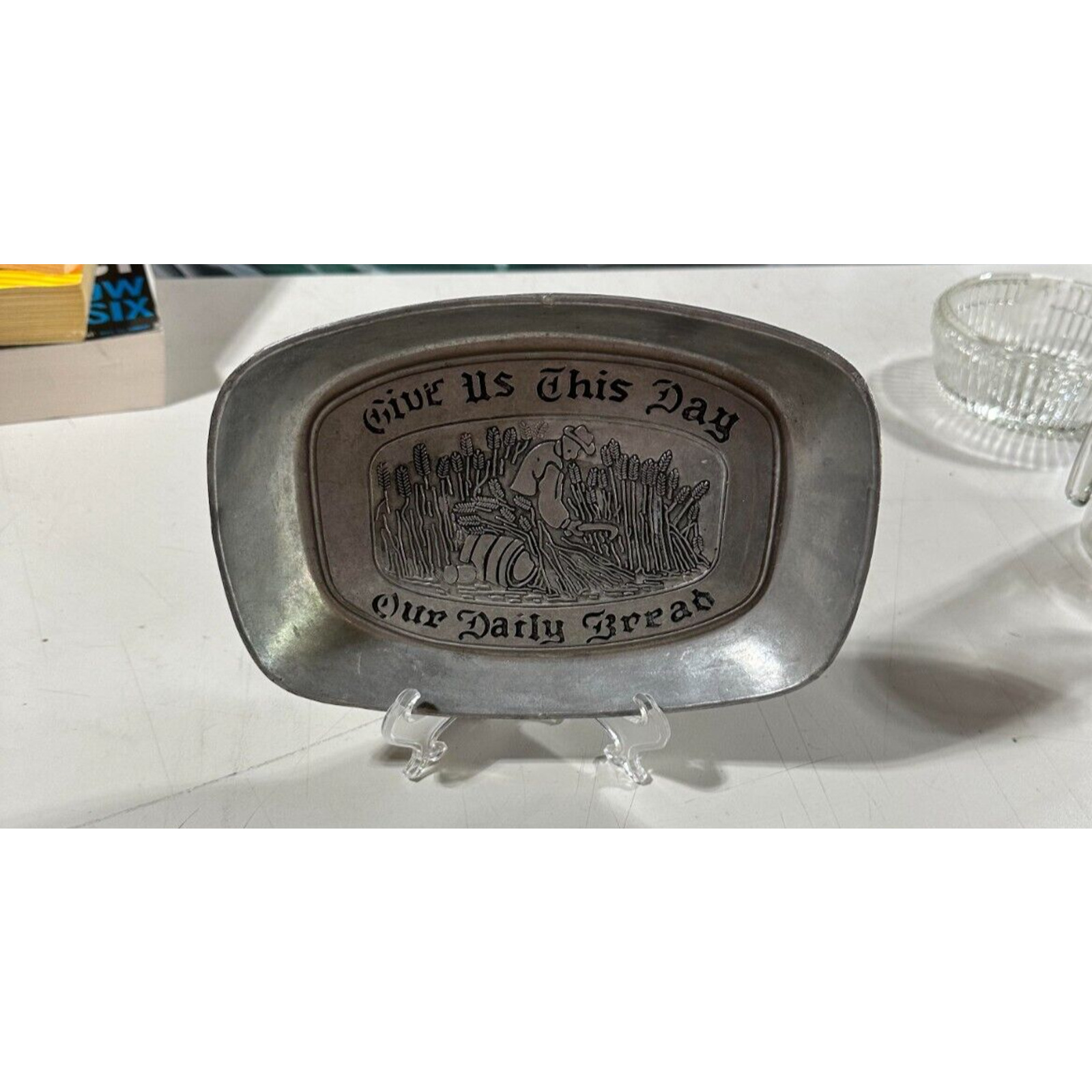 Give Us This Day Our Daily Bread Pewter Tray Carson Collectable Display Tray
