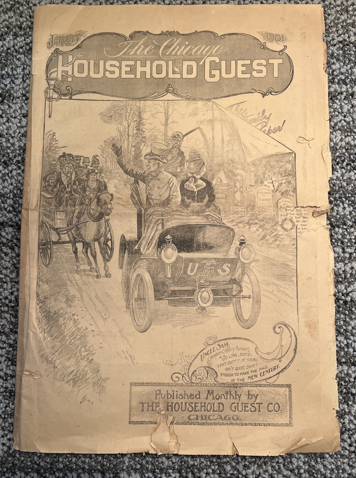 Antique Chicago Household Guest January 1901 Advertising Short Stories Magazine