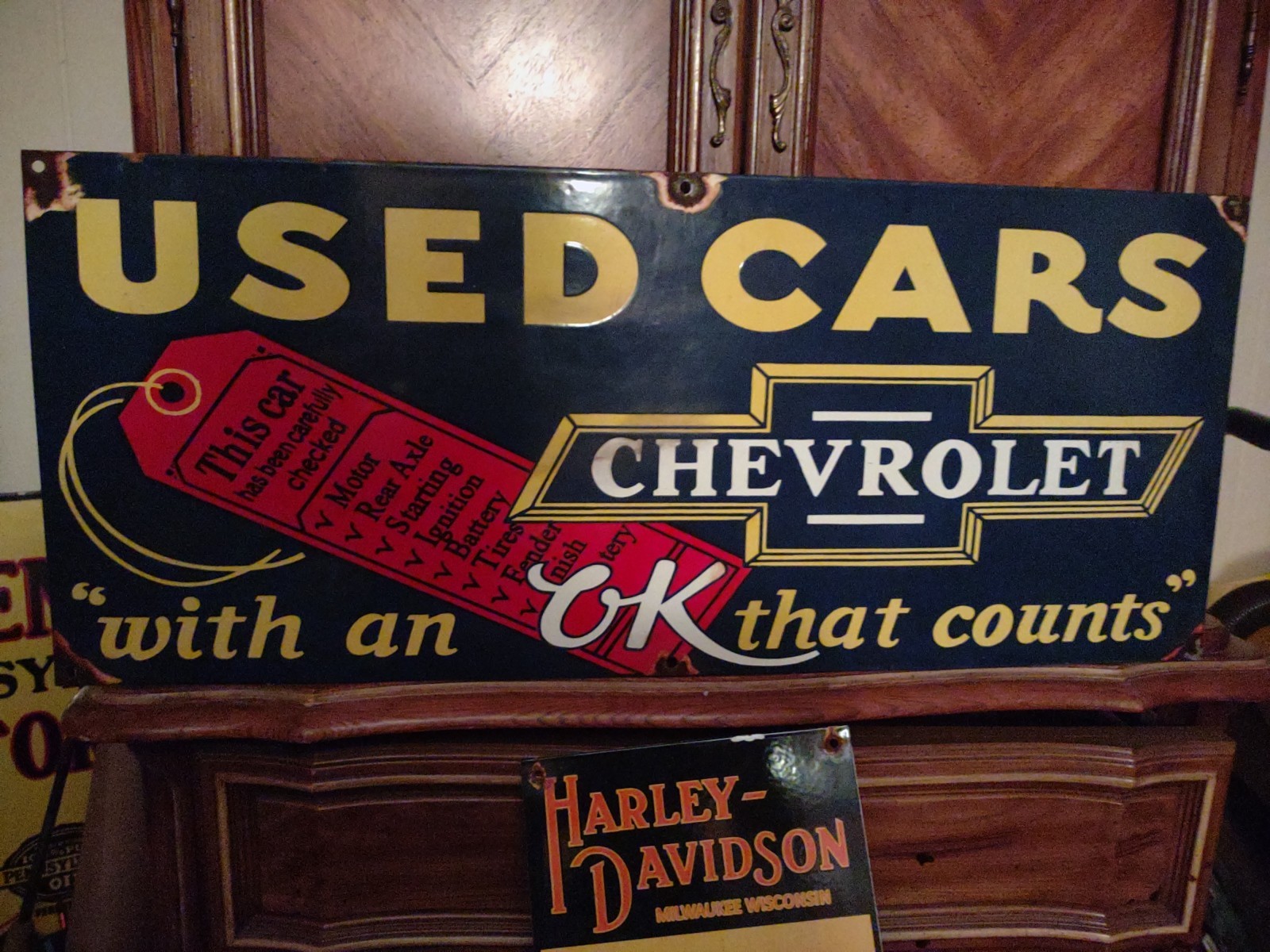 LARGE RARE VINTAGE 3FT PORCELAIN METAL BOWTIE CHEVROLET AUTO DEALER SIGN LARGE RARE VINTAGE 3FT PORCELAIN METAL BOWTIE CHEVROLET AUTO DEALER SIGN