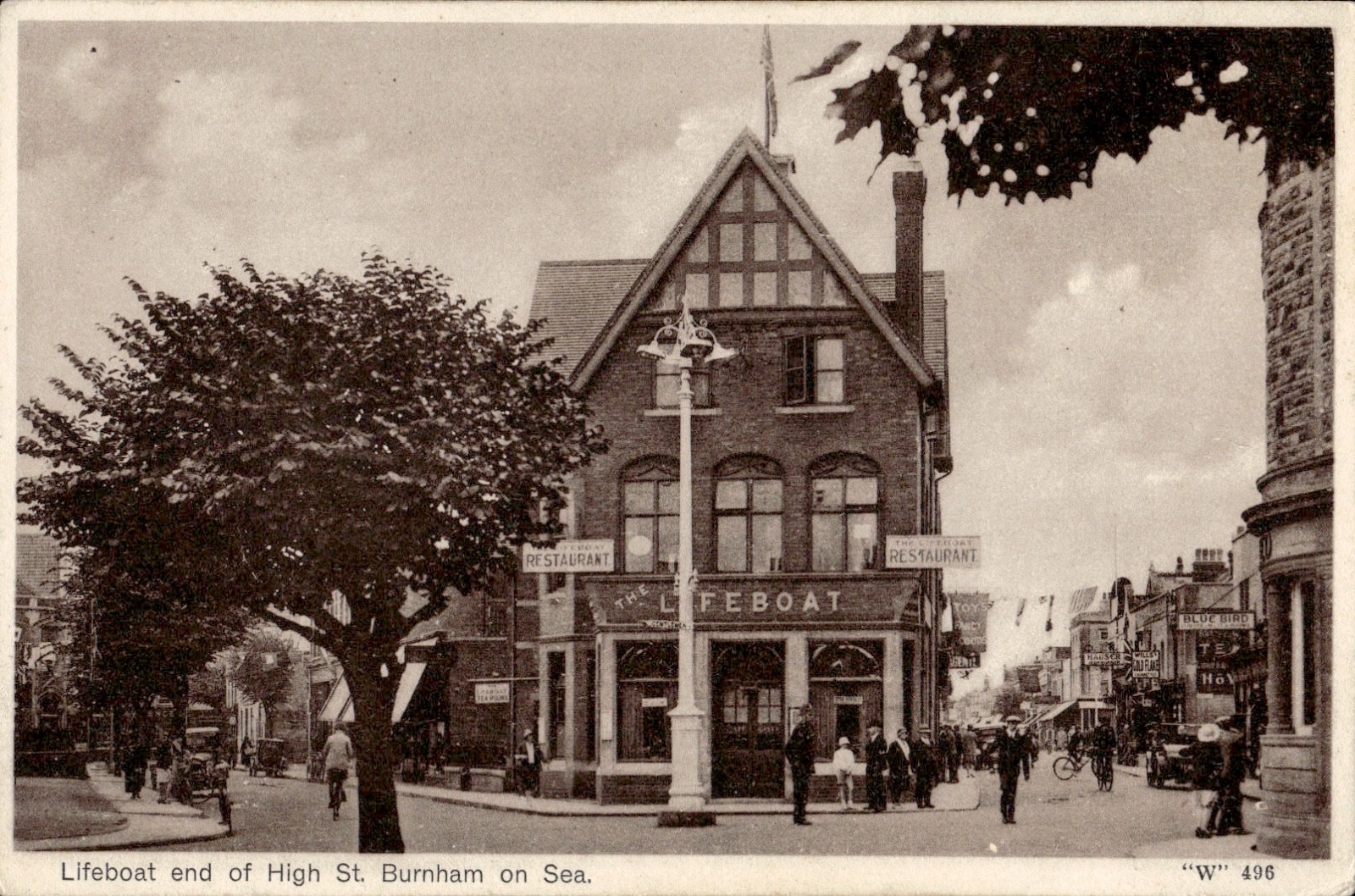 Lifeboat Hotel Burnham-on-Sea RPPC High Street View Somerset “W” 496 Lifeboat Hotel Burnham-on-Sea RPPC High Street View Somerset “W” 496