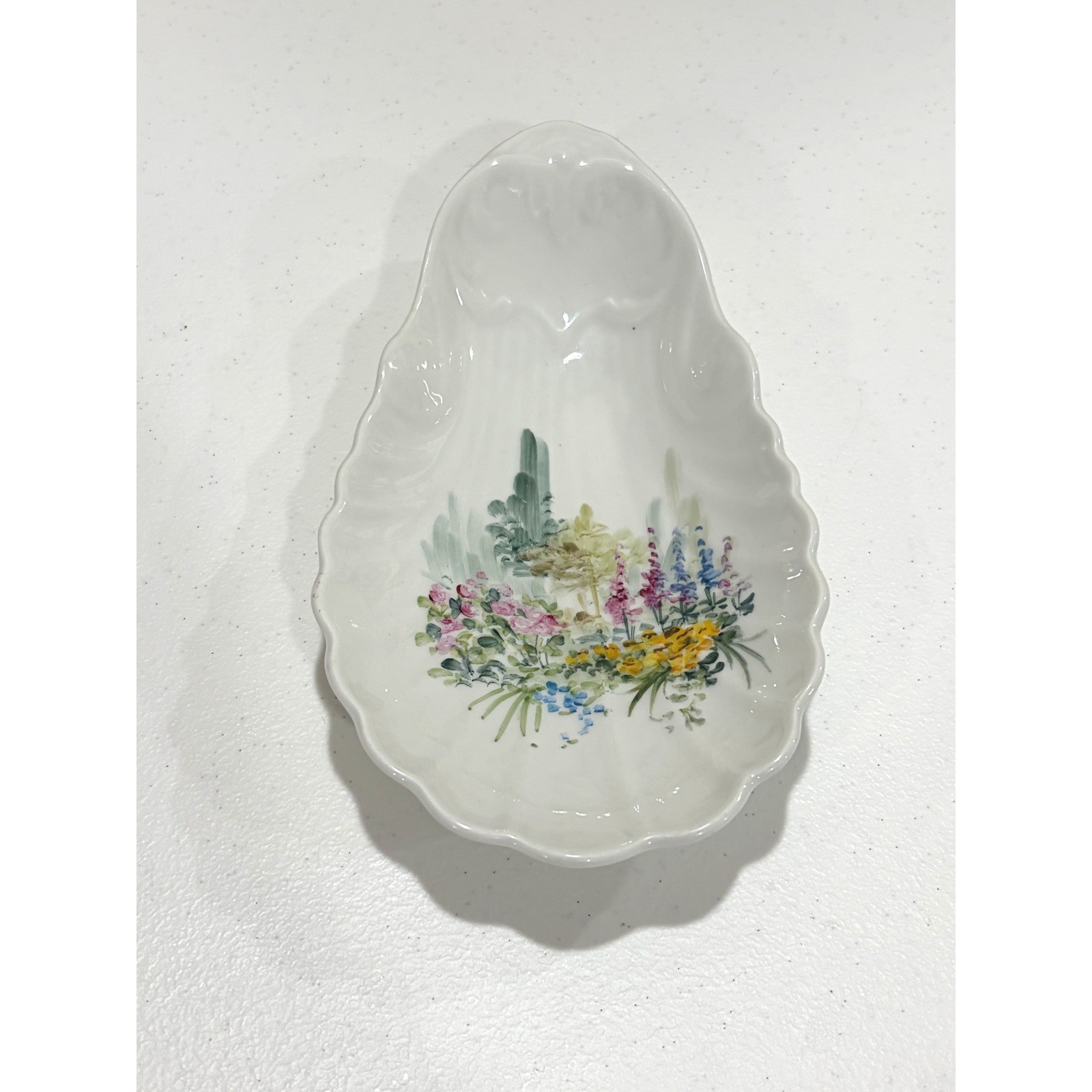 RARE Signed Atelier Primavera French Porcelain Dish Hand Painted Floral Tray