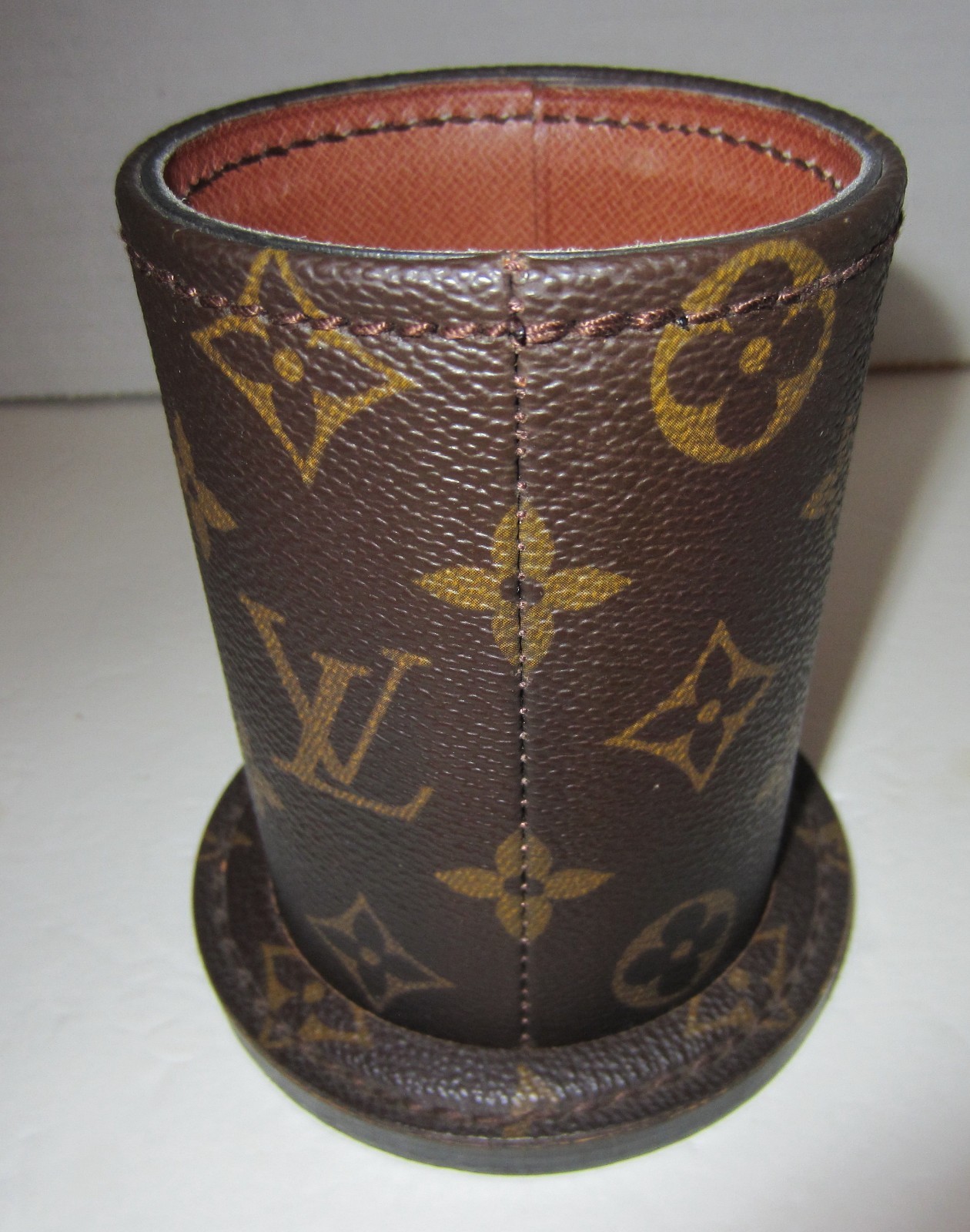Louis Vuitton Pencil Pen Cup Vintage Desk Accessory Monogram Canvas Rare Louis Vuitton Pencil Pen Cup Vintage Desk Accessory Monogram Canvas Rare