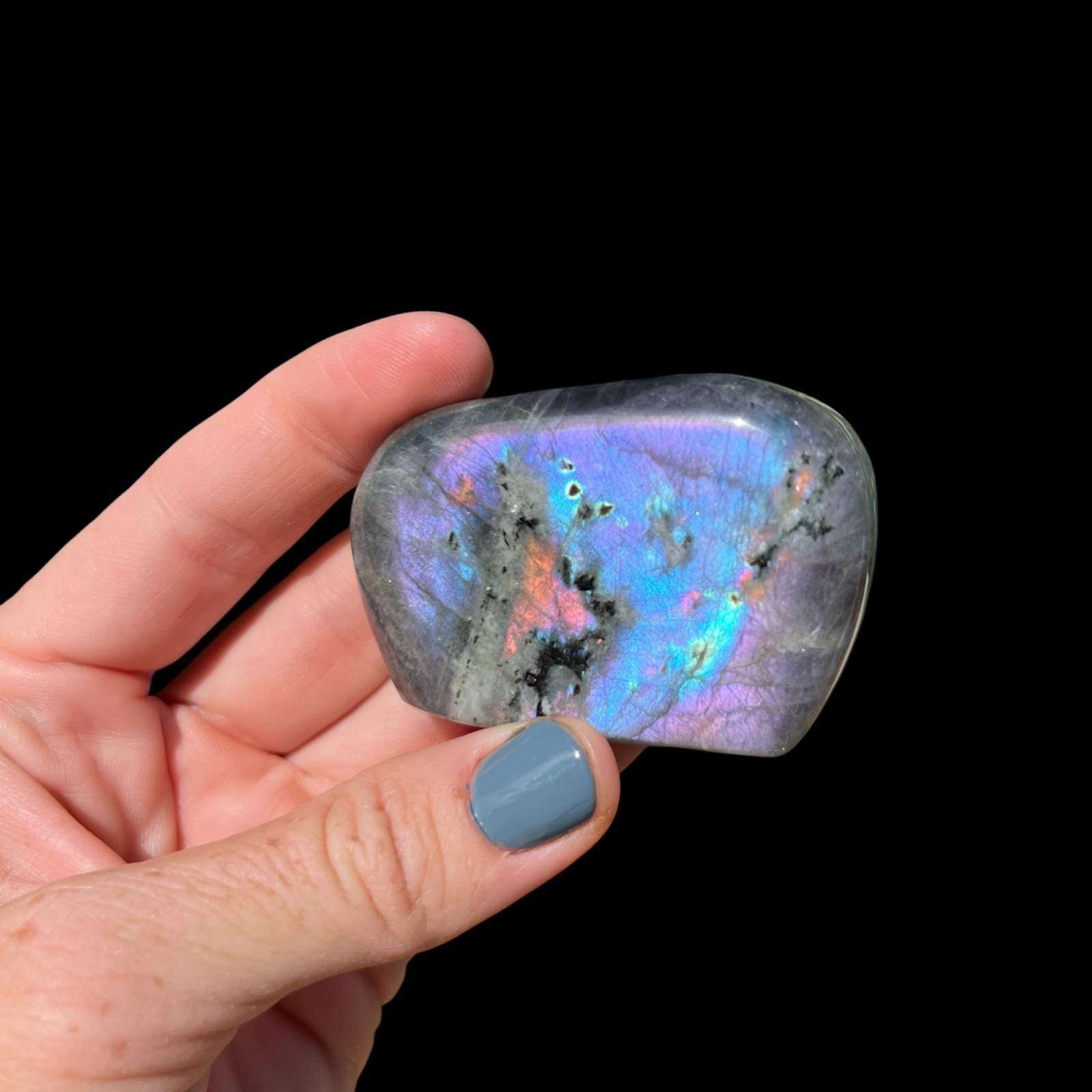 Polished Labradorite Freeform Purple/Blue Flash Natural Healing  3.3oz (OBX044)