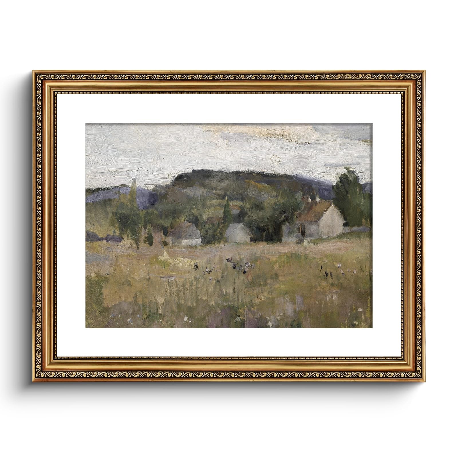 Viyyiea Gold Framed Wall Art Canvas Print Home Decor Vintage Landscape Art