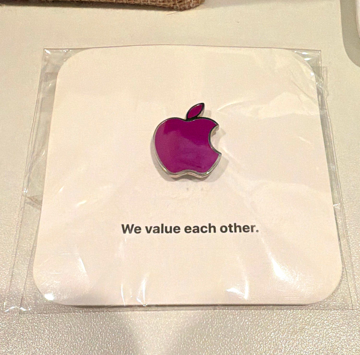 Apple Purple Logo Pinback Button on Card \