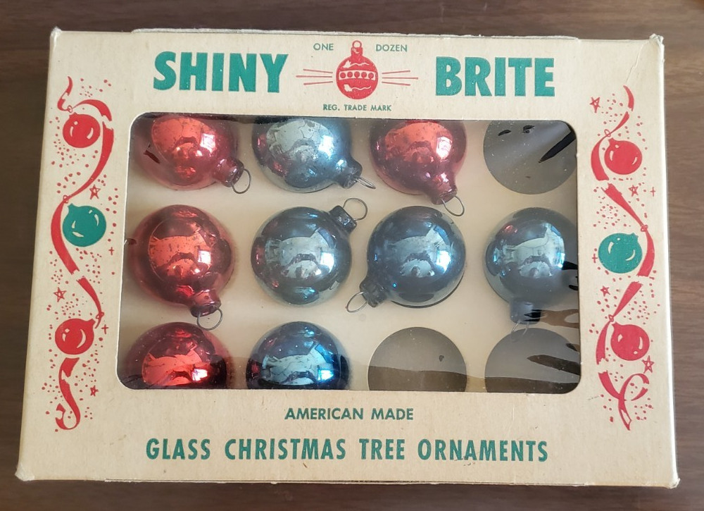 9 VTG Shiny Brite Glass Christmas Tree Ornaments 1.5\ 9 VTG Shiny Brite Glass Christmas Tree Ornaments 1.5\