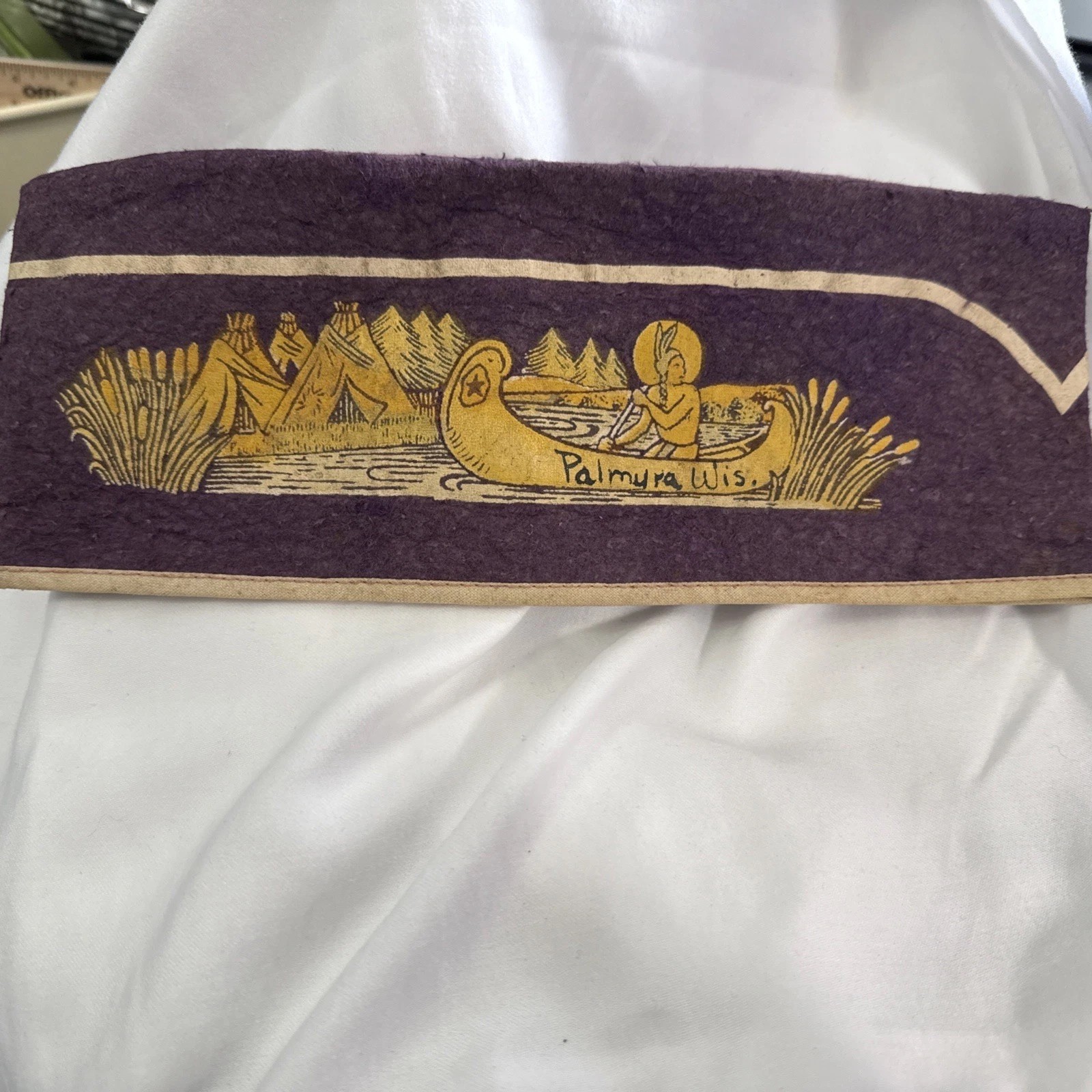 1950’s Felt Band With Native American - Palmyra , WI - Canoe Scene