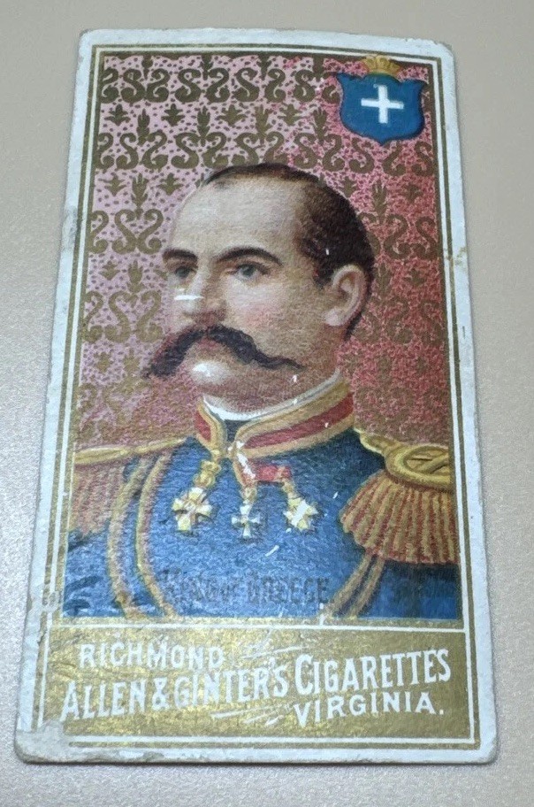 1889 Allen & Ginter World\'s Sovereigns Tobacco N34 King of Greece 1889 Allen & Ginter World\'s Sovereigns Tobacco N34 King of Greece