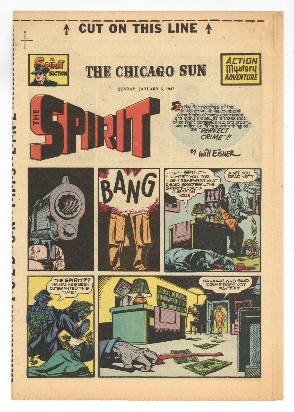 Spirit Weekly Newspaper Comic Jan 5 1947 FN- 5.5