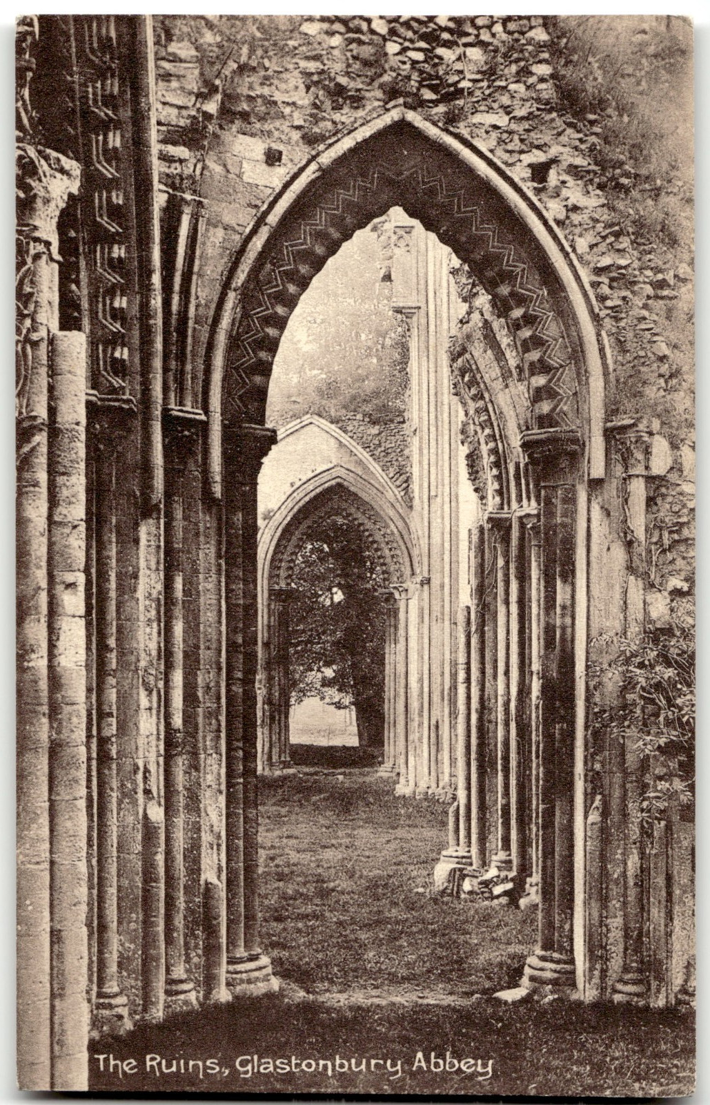 Vintage Postcard of ruins of Glastonbury Abbey in Summerset England Vintage Postcard of ruins of Glastonbury Abbey in Summerset England