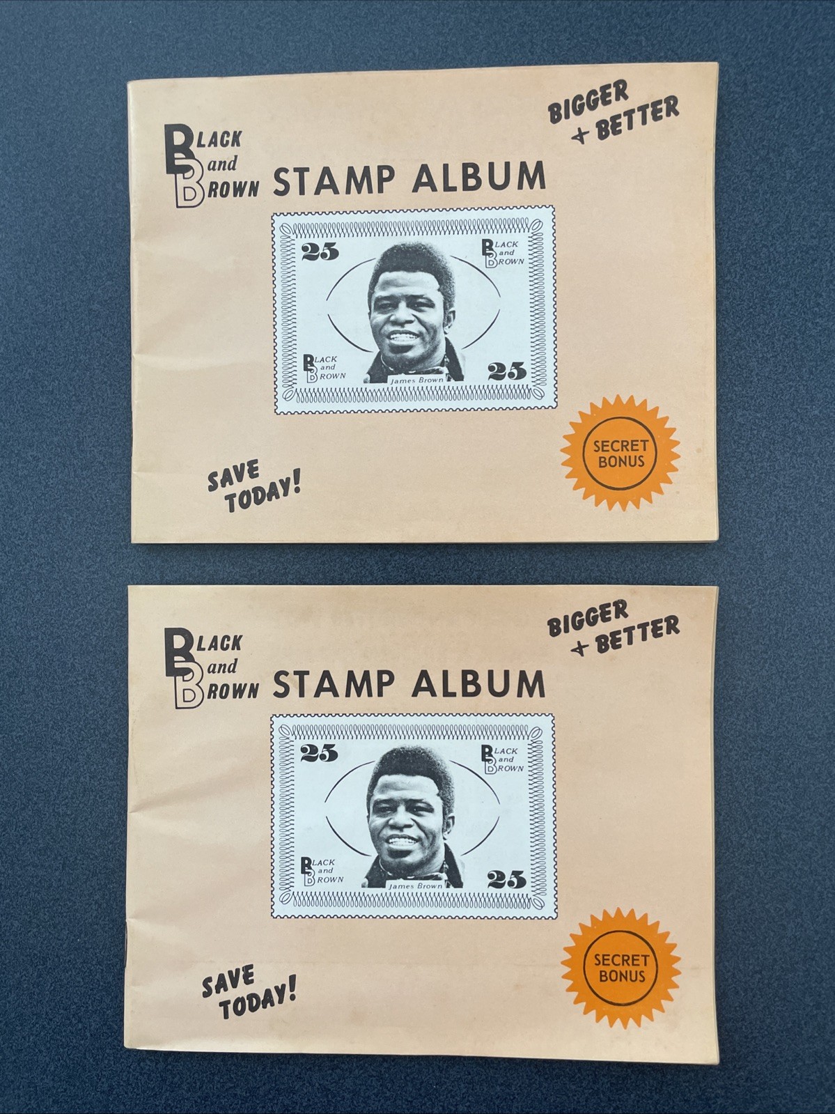 Two (2) Vintage 1969 Black and Brown Stamp Albums - Booklets only/no stamps