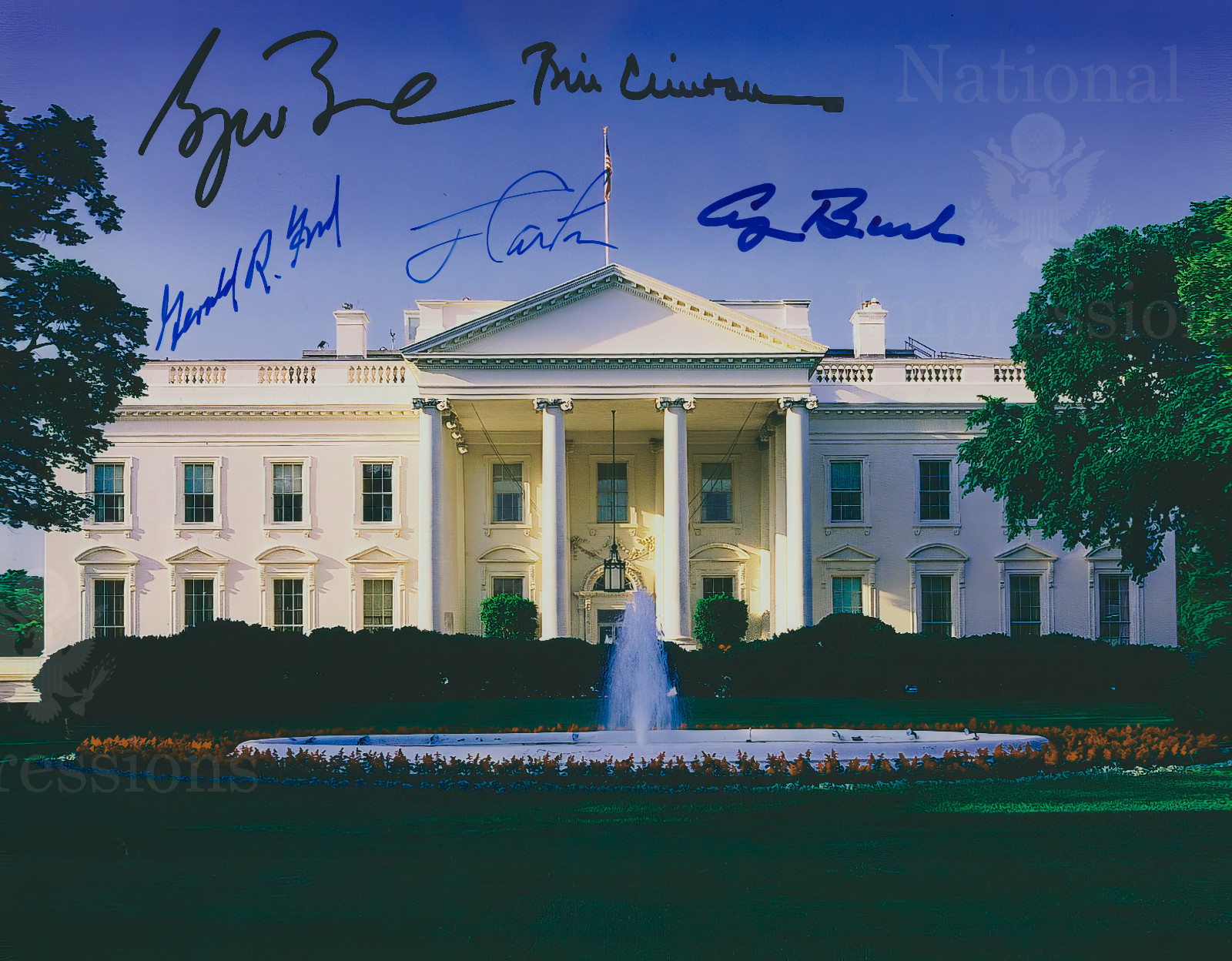 5 Presidents Signed White House George Bush 41 42 Bill Clinton REPRINT 8x10