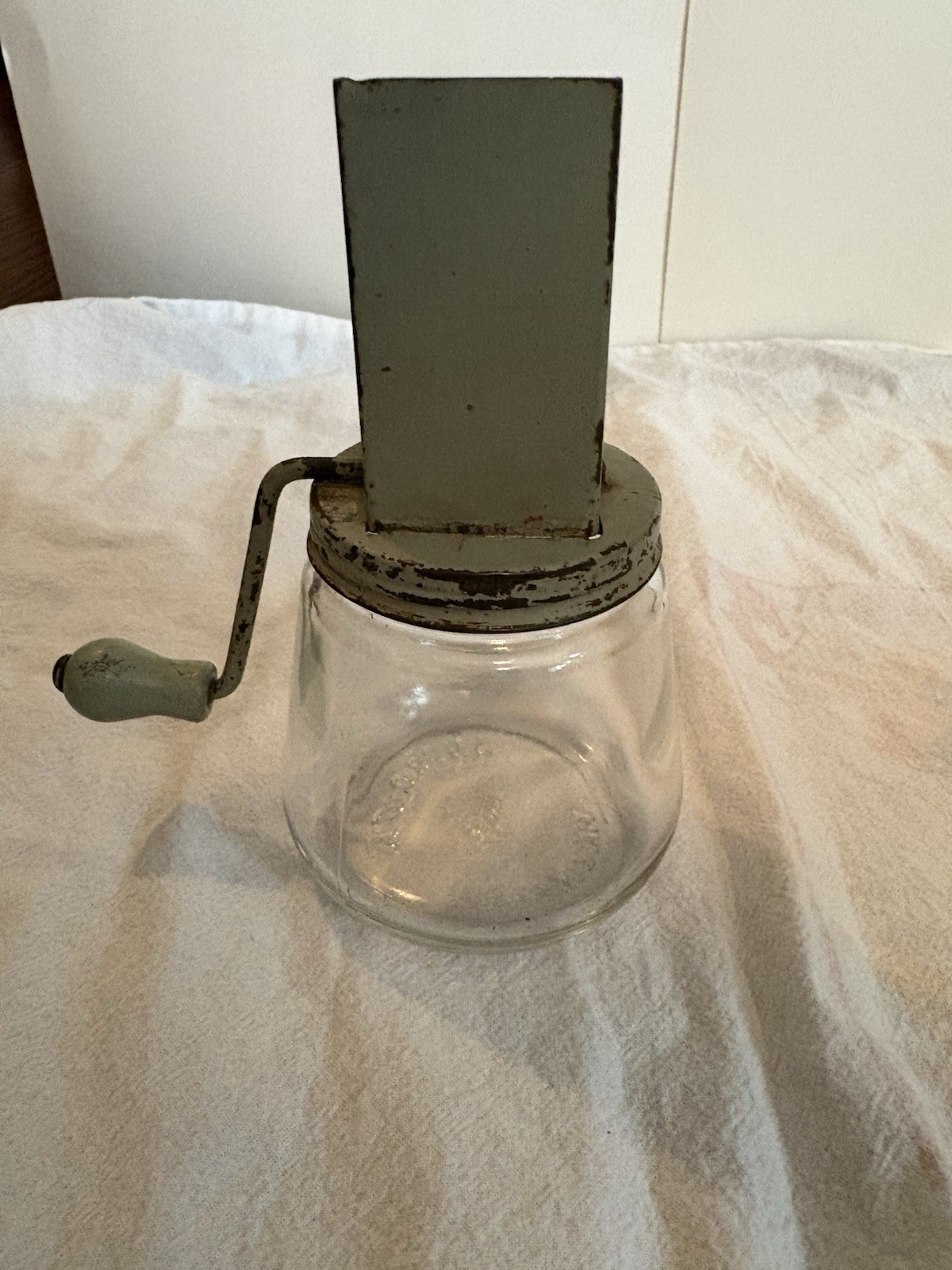 Antique Nut Chopper with Green Top by ANDROCK Made In USA