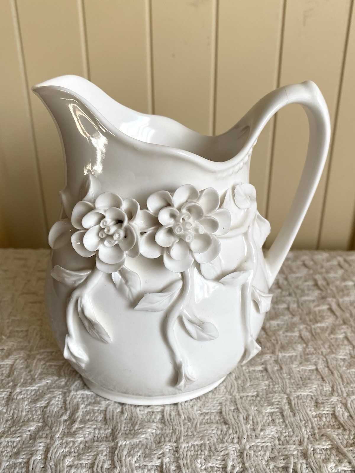 VTG Rosemary by Godinger & Co Cream  Raised 3D Floral Creamer Pitcher Victorian