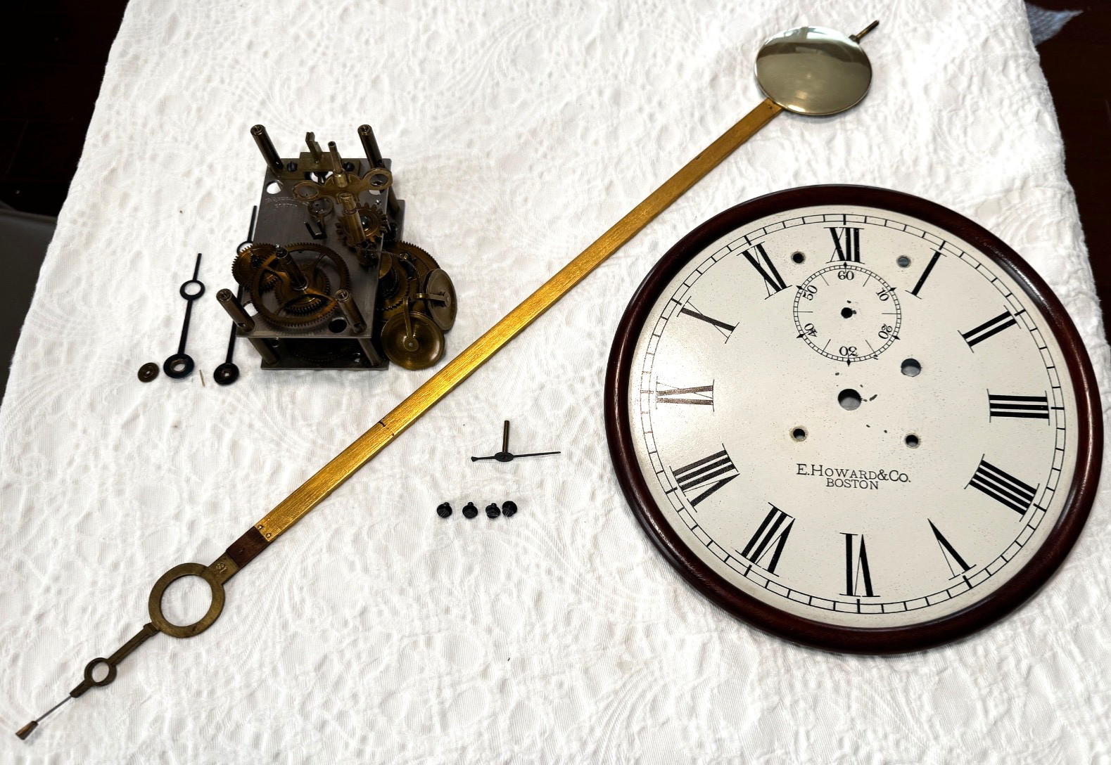 RARE VTG E. Howard & Co Weight Driven Clockworks - Cleaned & Oiled - Runs Great RARE VTG E. Howard & Co Weight Driven Clockworks - Cleaned & Oiled - Runs Great