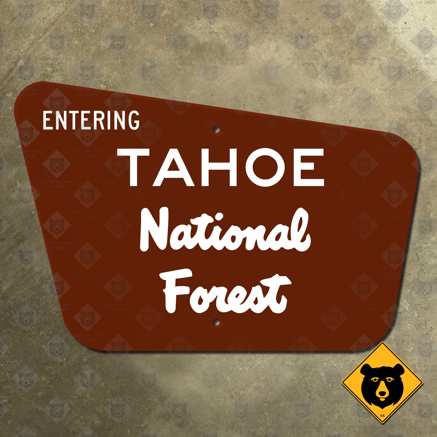 USFS Entering Tahoe National Forest boundary highway sign California 21x14