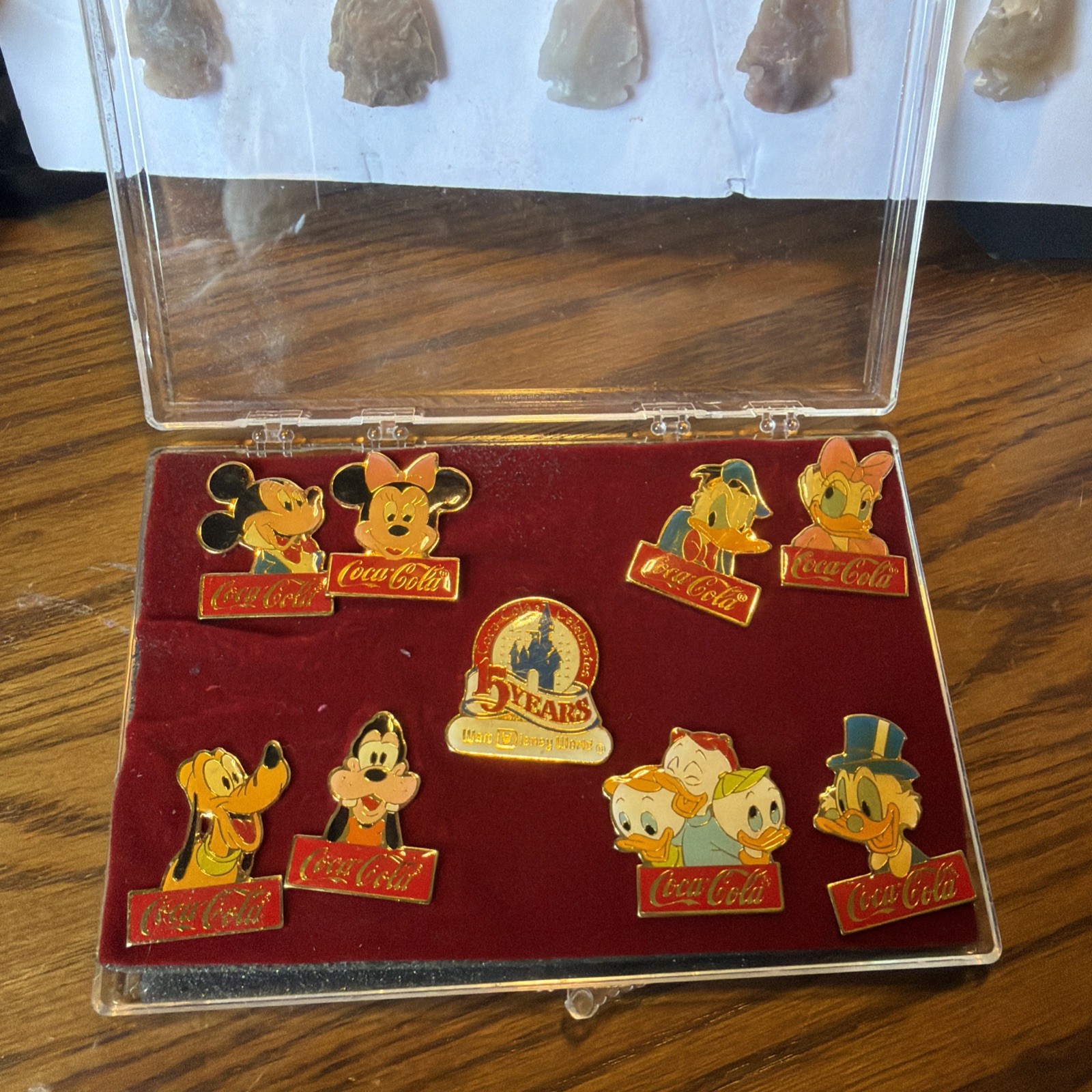 15 Years Walt Disney World Anniversary Coca Cola 9 Pin set In Case. Classic 15 Years Walt Disney World Anniversary Coca Cola 9 Pin set In Case. Classic