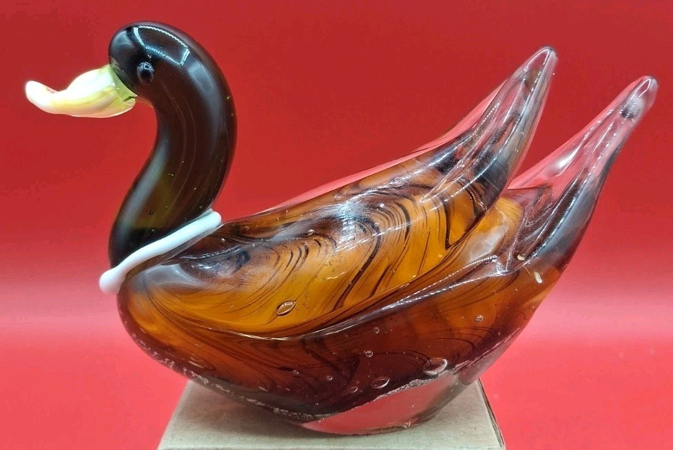 Glass Mallard Duck Figurine 6.5 Inch Handcrafted Art Glass Unique Art Glass Mallard Duck Figurine 6.5 Inch Handcrafted Art Glass Unique Art