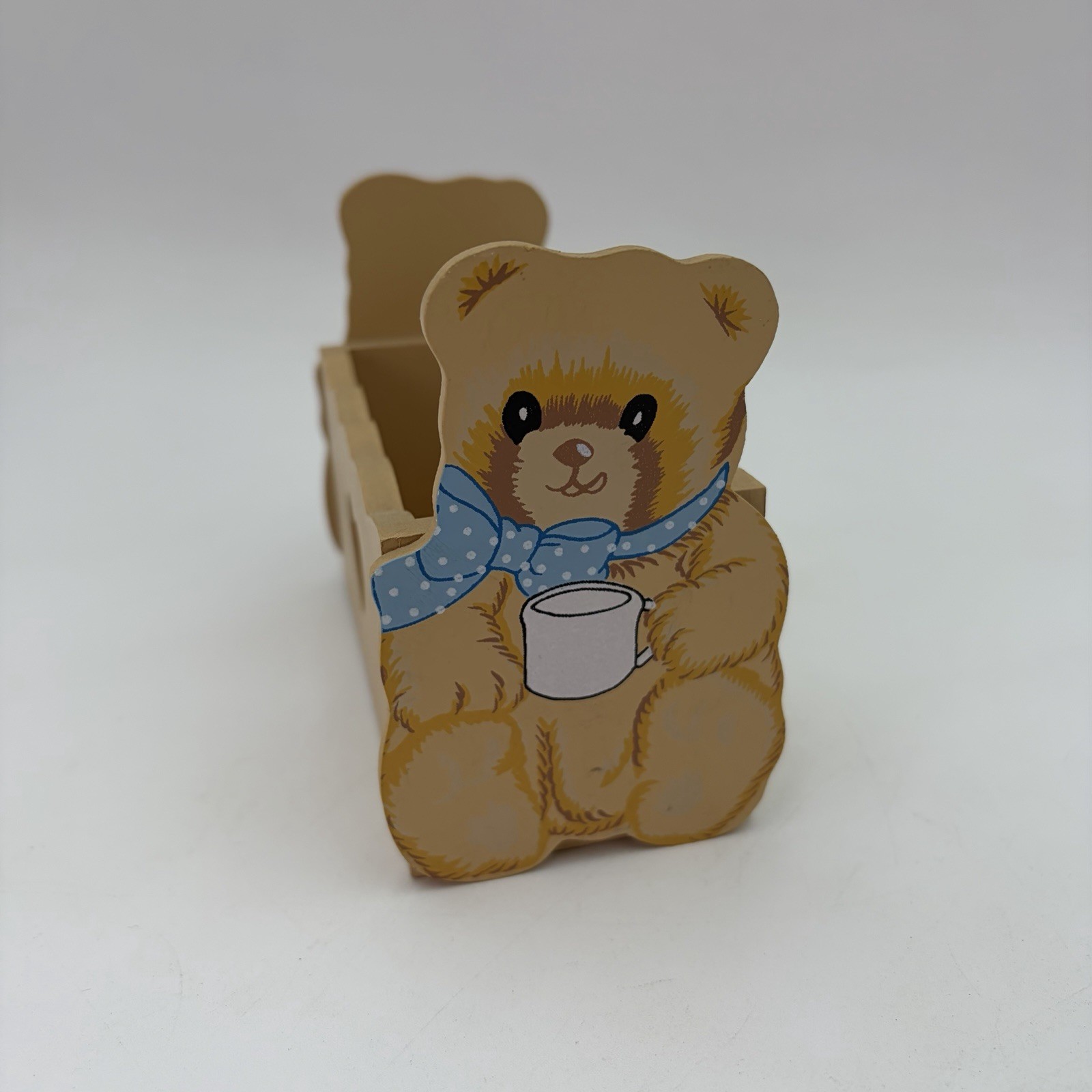 VTG Tienshan Country Bear Wooden Sugar  Sweetener Holder Heart Cutout Kitchen