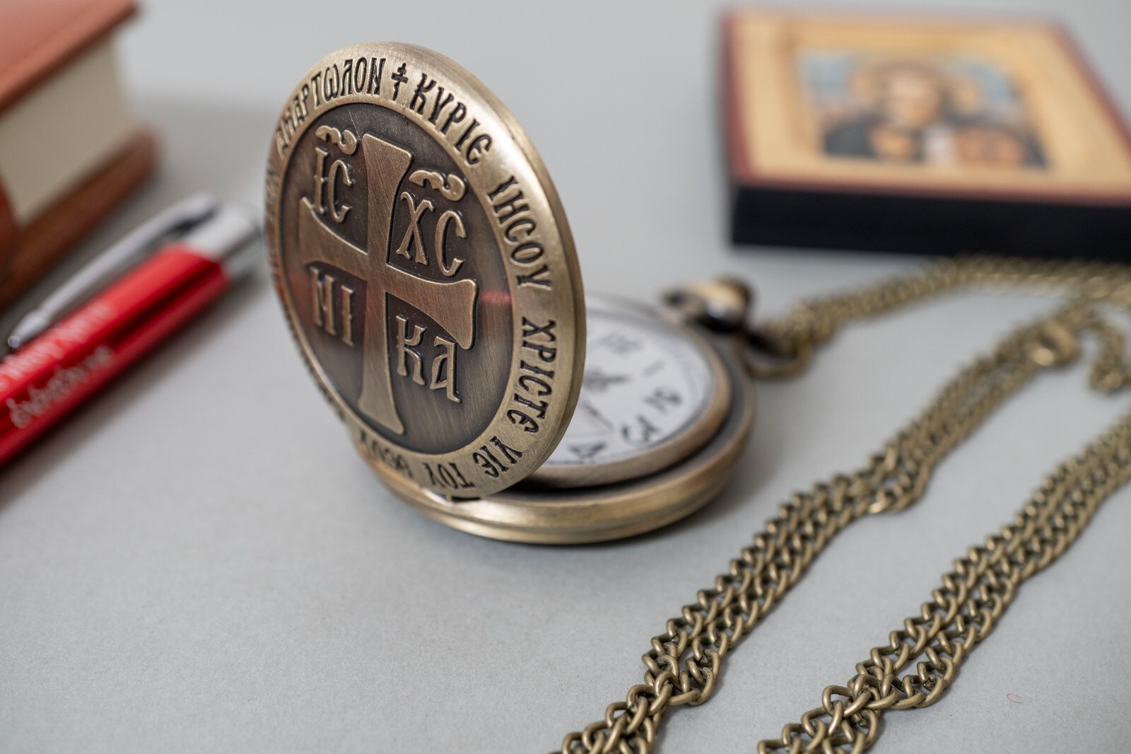Christian Pocket Watch Engraved front and Back,With ICXC NIKA Christian Pocket Watch Engraved front and Back,With ICXC NIKA