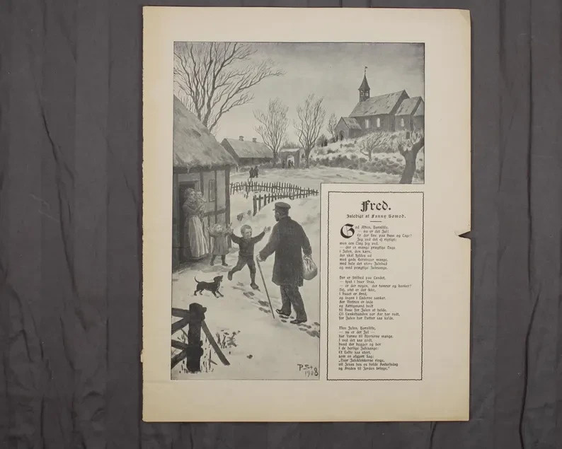 1908 Børnenes Jul Christmas Poem Fanny Sømod Original Danish Magazine Page Doubl