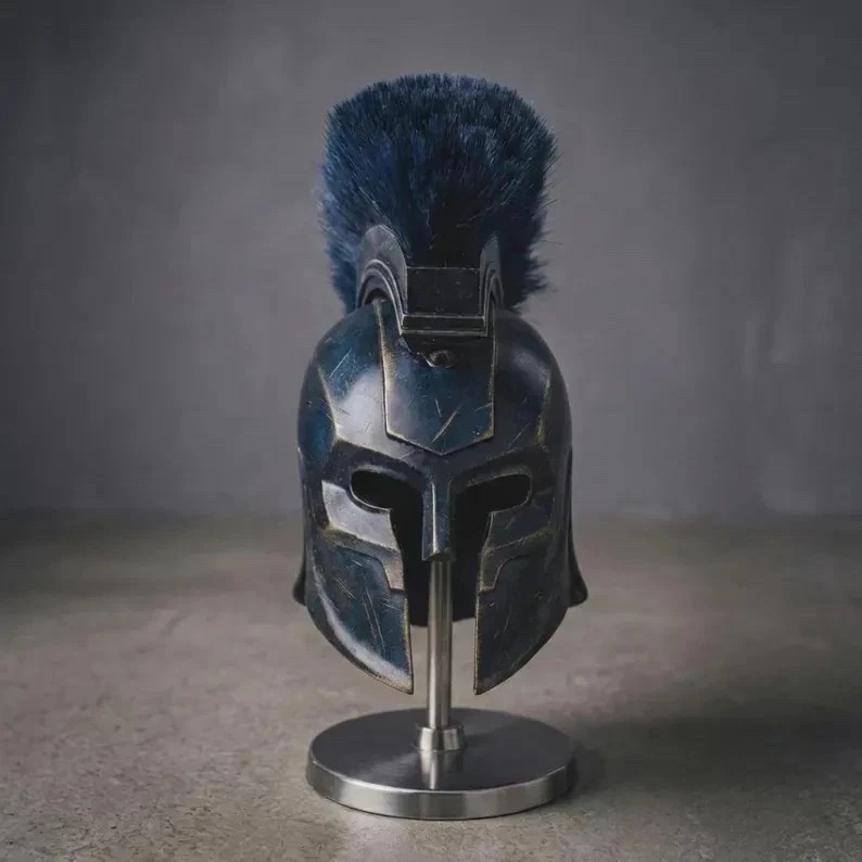 Agamemnon Helmet Blue The Odyssey Movie Helmet with Crest – Halloween Costume