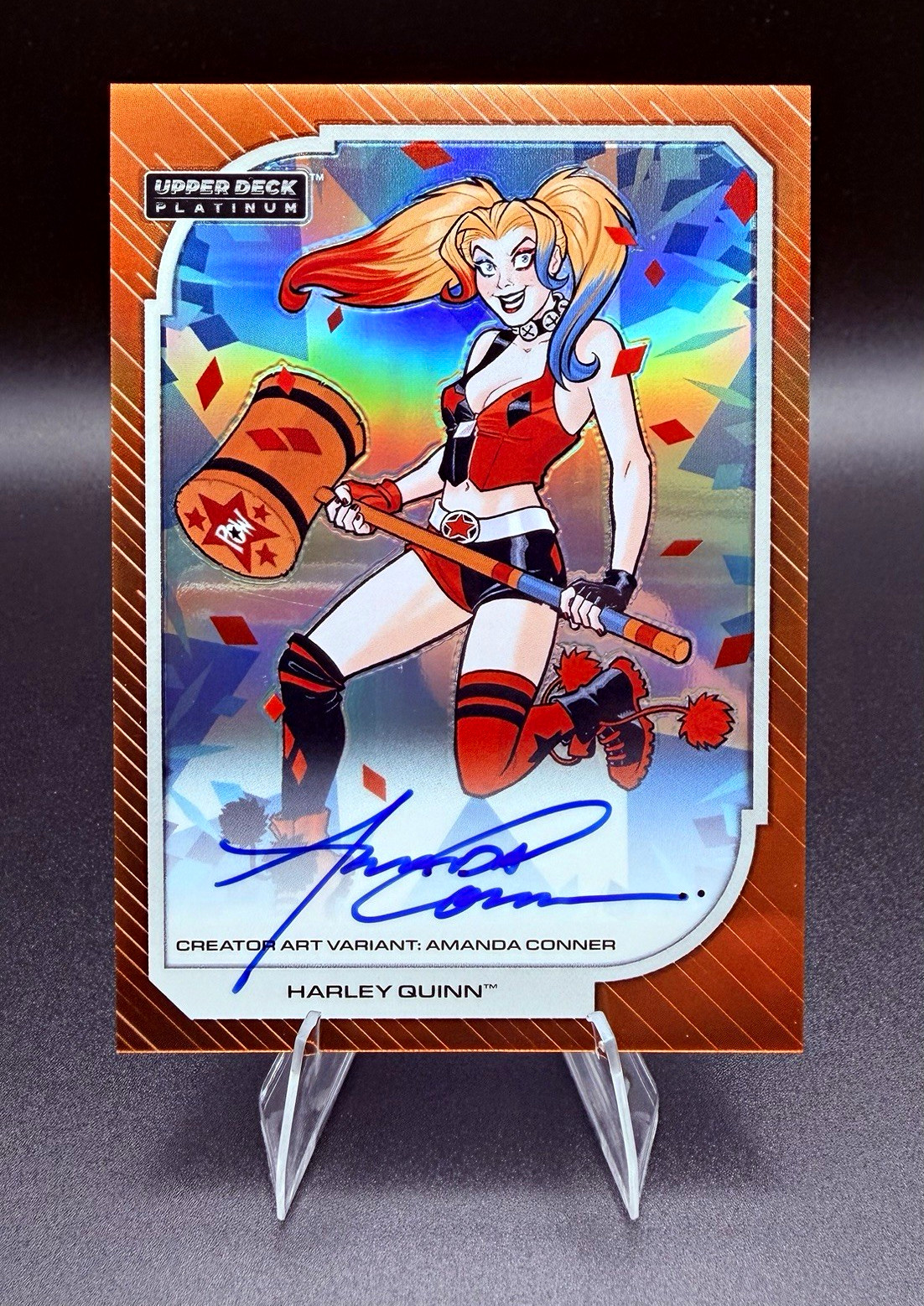 Upper Deck Platinum DC Harley Quinn #10 Creator Art Variant Orange Rainbow Auto Upper Deck Platinum DC Harley Quinn #10 Creator Art Variant Orange Rainbow Auto