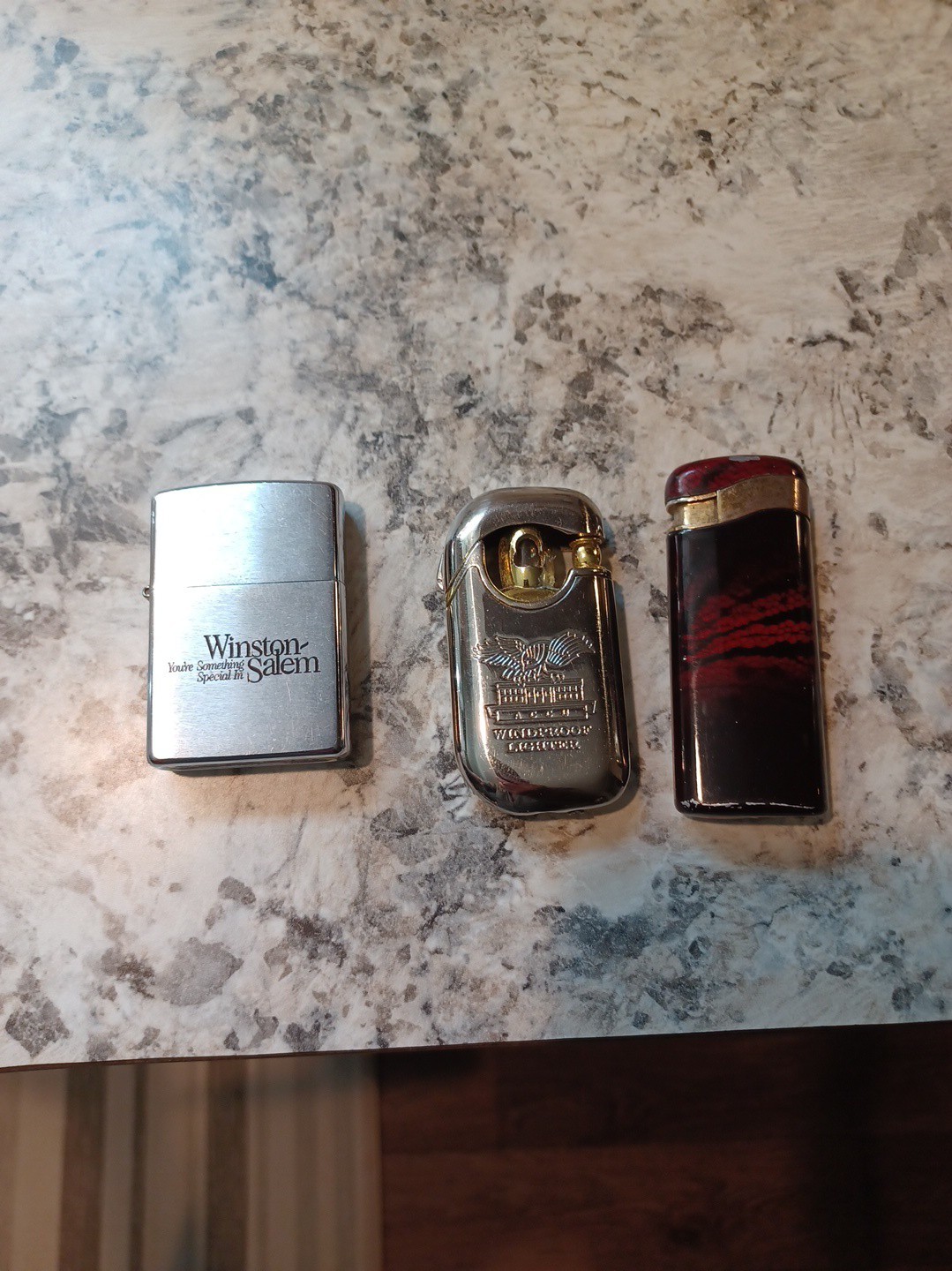 Lot Of 3 Vtg Refillable Lighters Zippo Advertising ,fieree Tiger Windproof & ??
