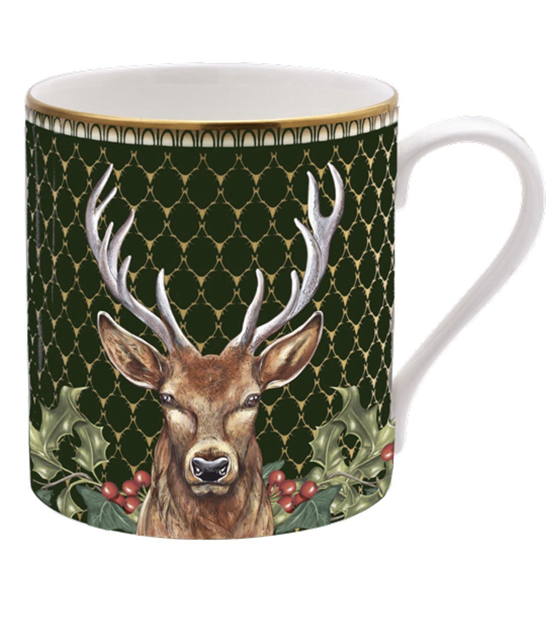 Halcyon Days GC Antler Trellis Green & Stag Mug BCGAS09MGG