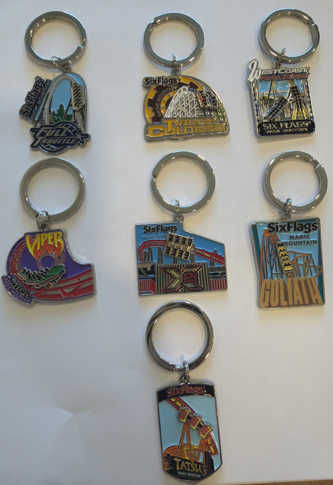 Six Flags Magic Mountain Exclusive X2, Goliath, Viper+ Moveable Coaster Keychain Six Flags Magic Mountain Exclusive X2, Goliath, Viper+ Moveable Coaster Keychain