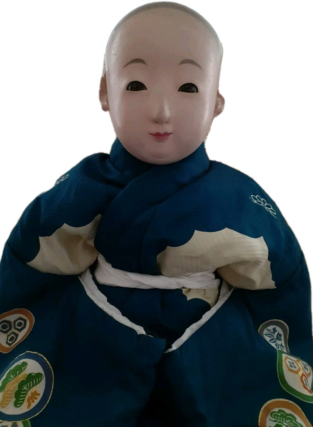 Vintage Japanese Ichimatsu Ningyo Doll Taisho Era Gofun Glass Eyes Kimono 62 cm