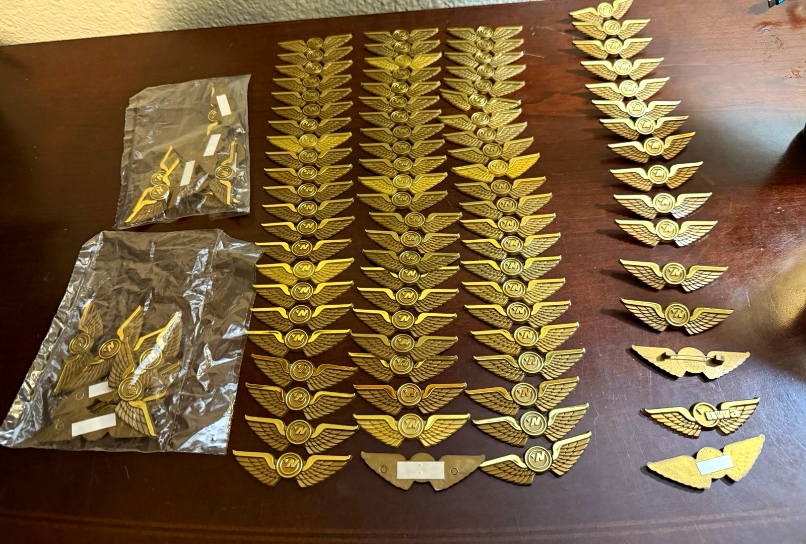 Vintage Northwest Airlines NWA Junior Pilot Wings Pins Badges Lot of 103 NOS