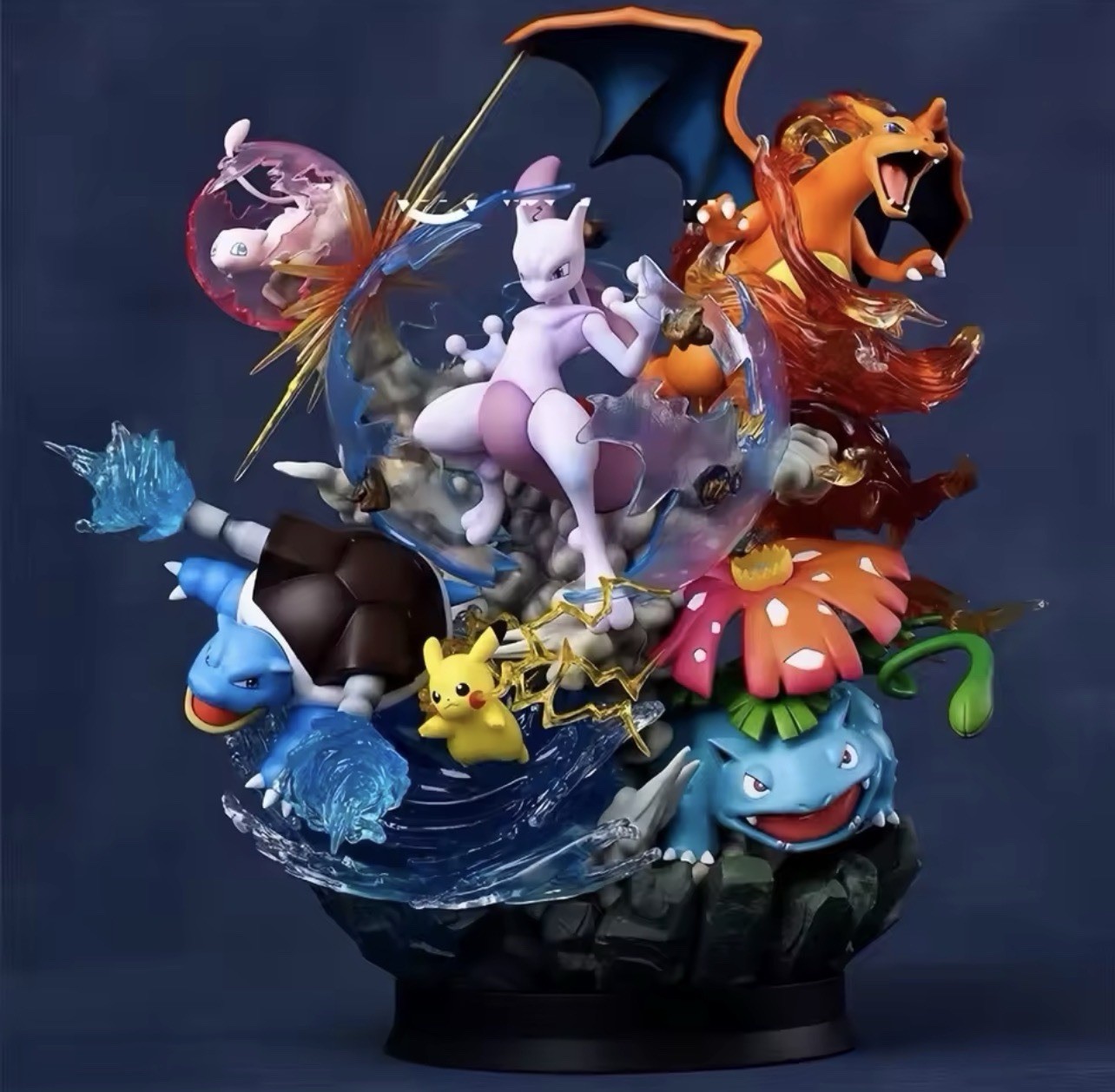 H40CM MFC Mewtwo Greninja Evolutionary Group PVC Model GK Statue Collectibles H40CM MFC Mewtwo Greninja Evolutionary Group PVC Model GK Statue Collectibles